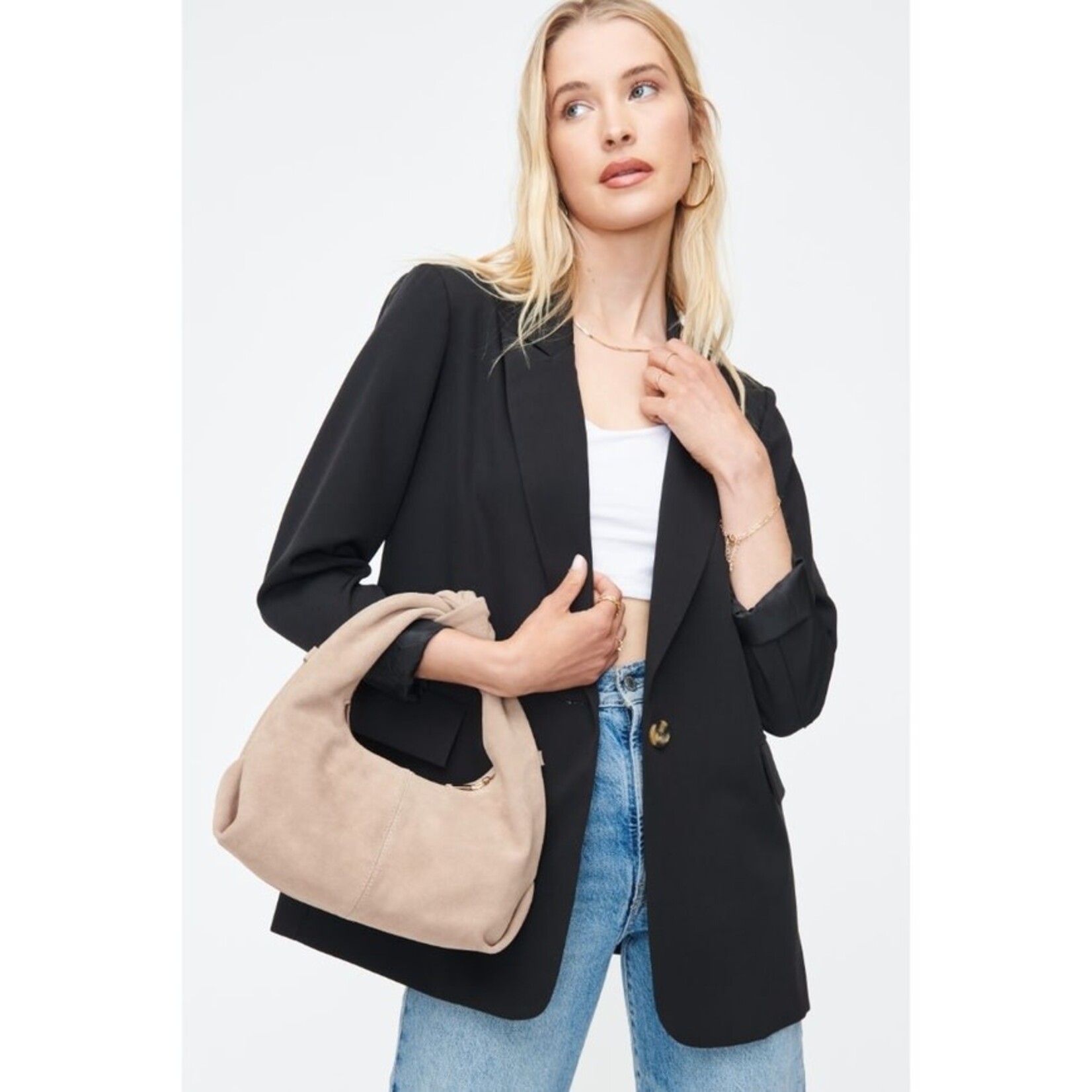 Moda Luxe Grace Suede Shoulder Ba