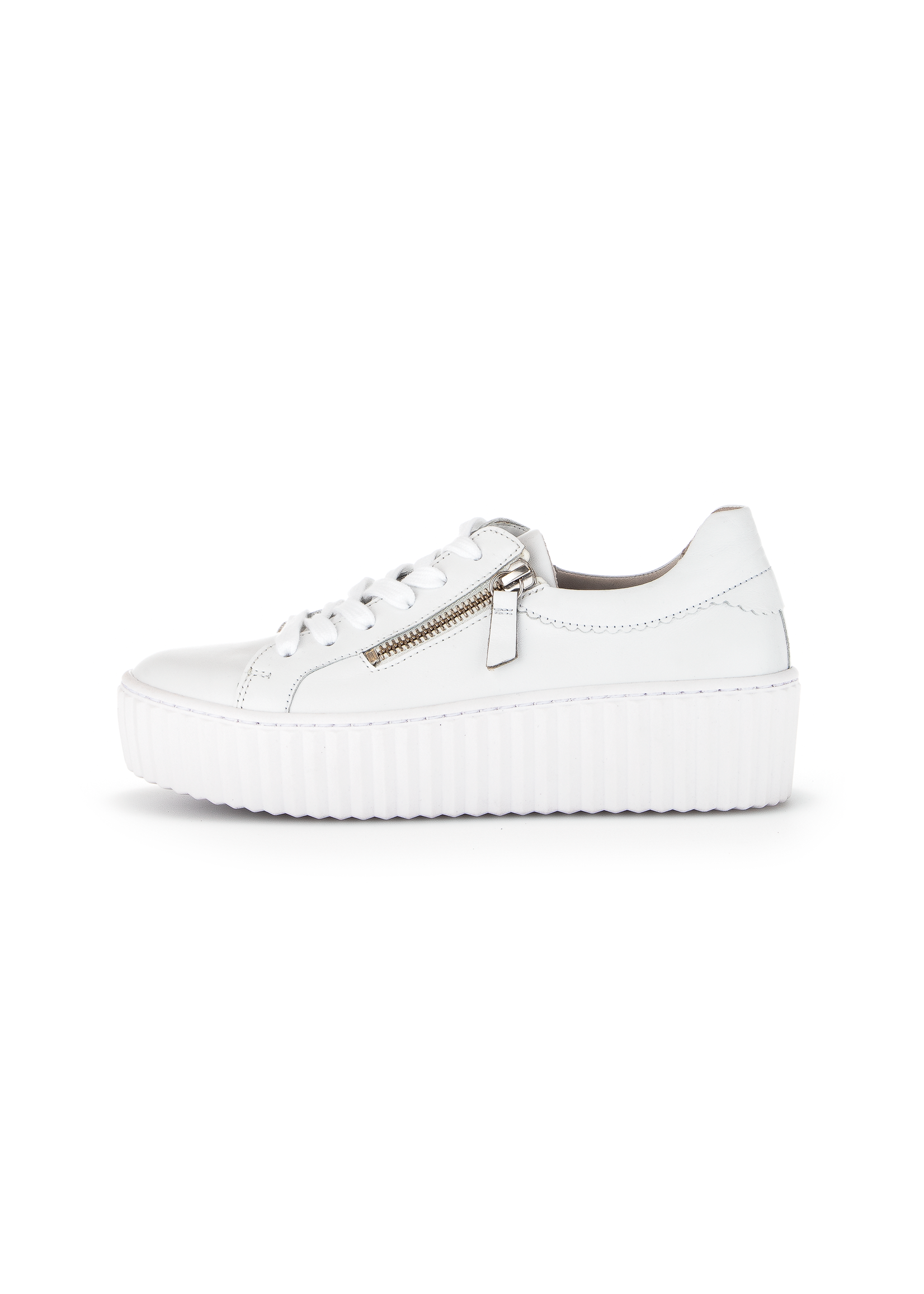 Gabor Double Zip Platform Sneakers in White Leather by Gabor 23.200.21