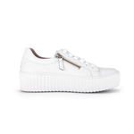 Gabor Double Zip Platform Sneakers in White Leather by Gabor 23.200.21