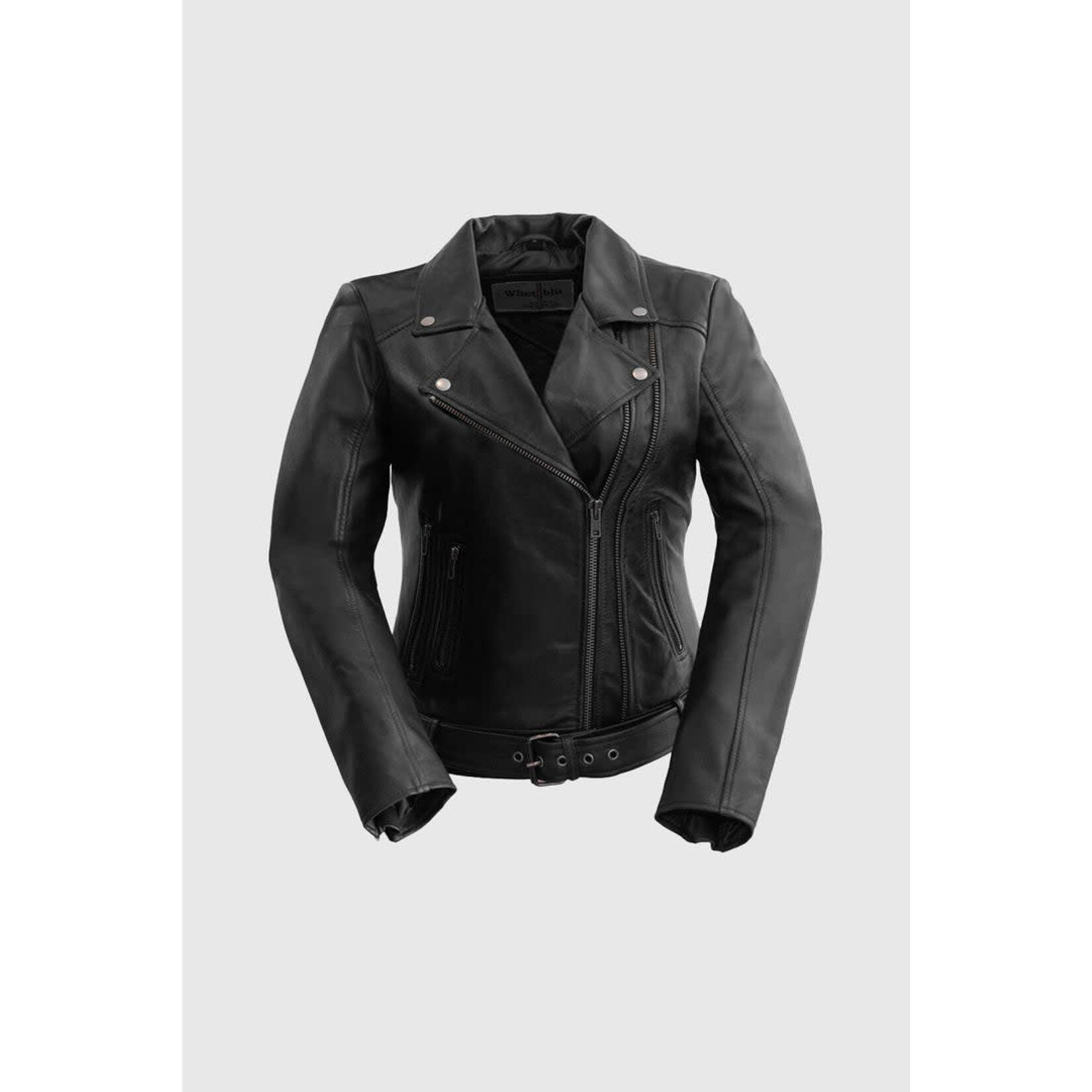 Whet Blu Chloe Womens Fashion Motorcycle Leather Jacket in Black