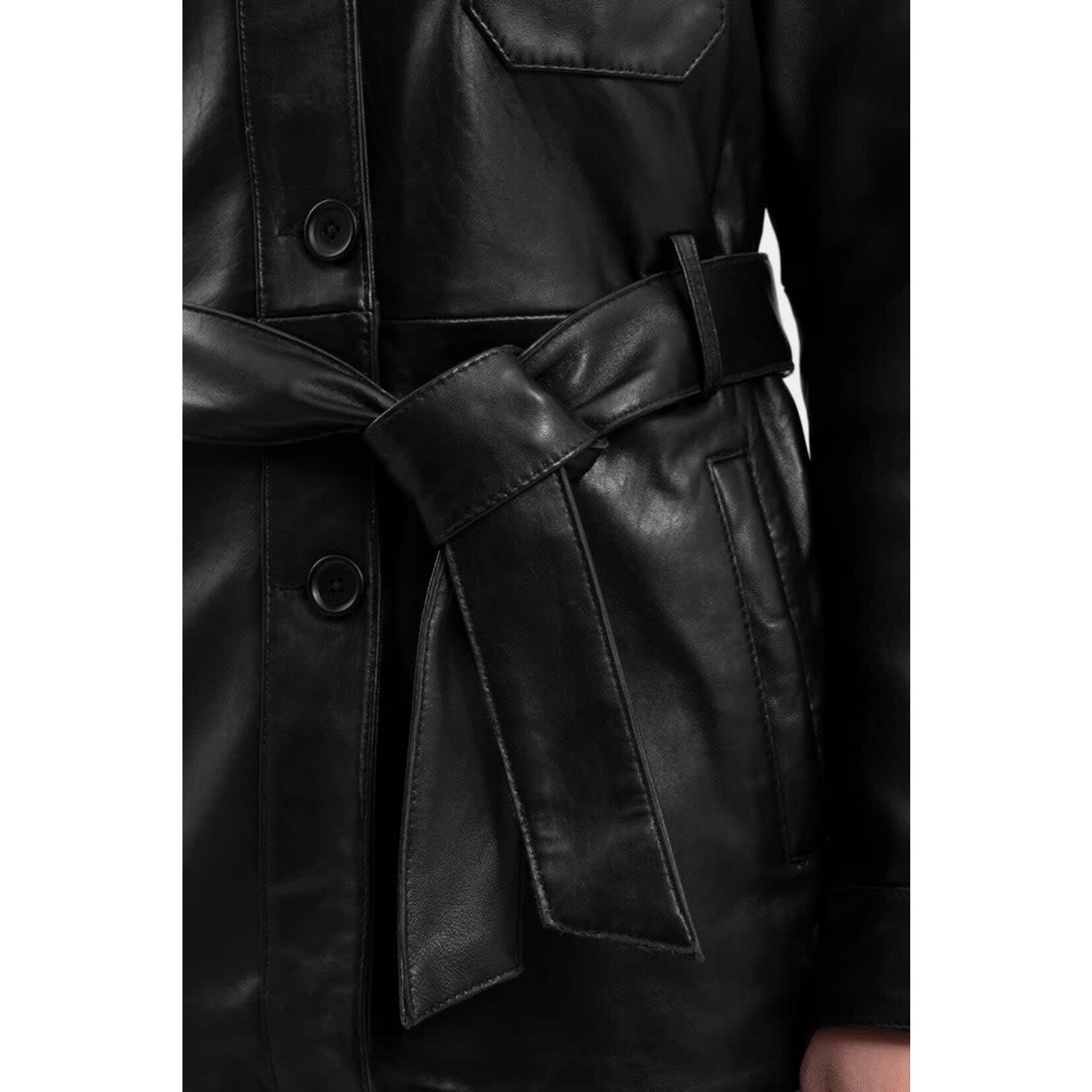 Whet Blu Janely Womens Black Leather Belted Jacket