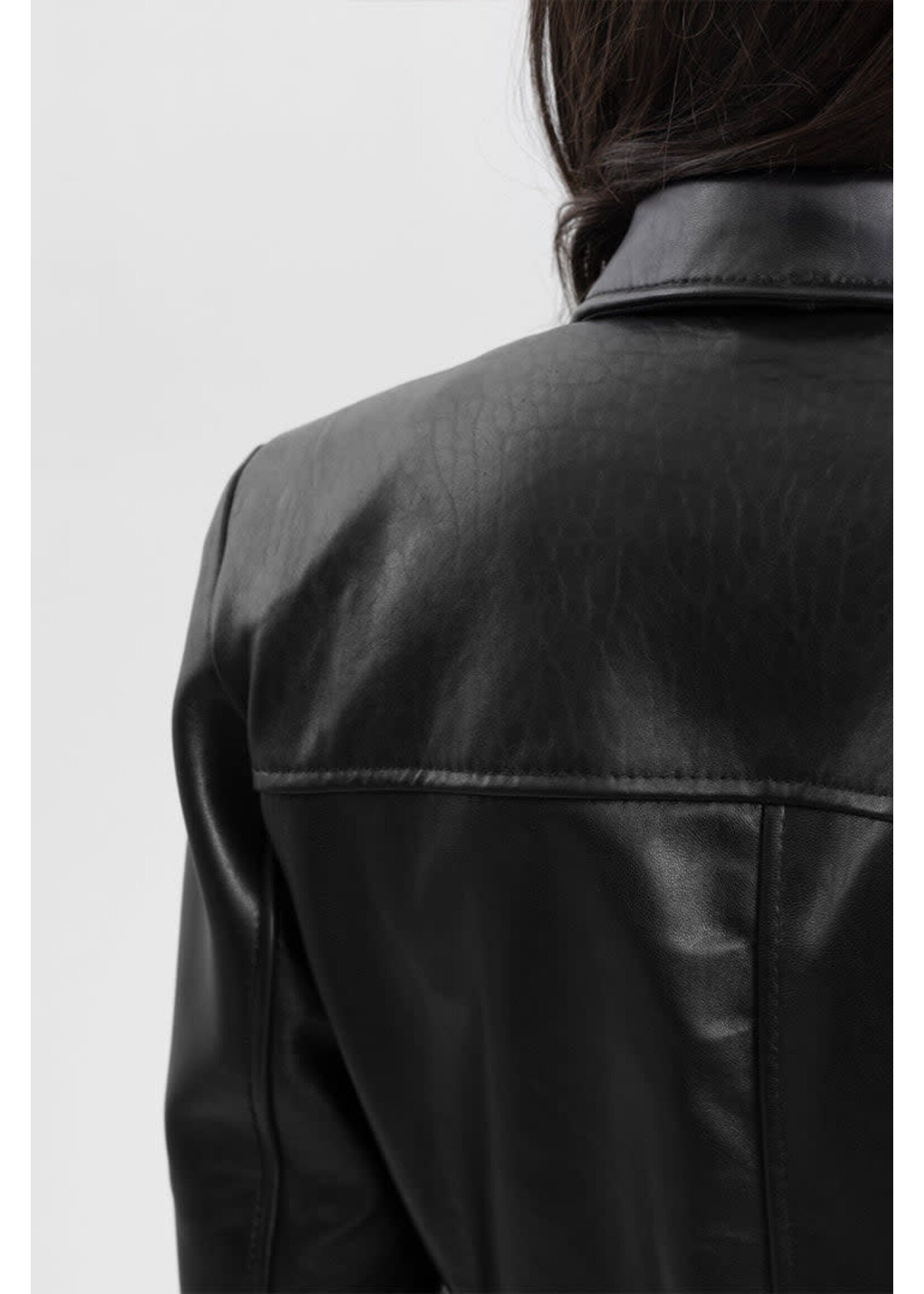 Whet Blu Janely Womens Black Leather Belted Jacket