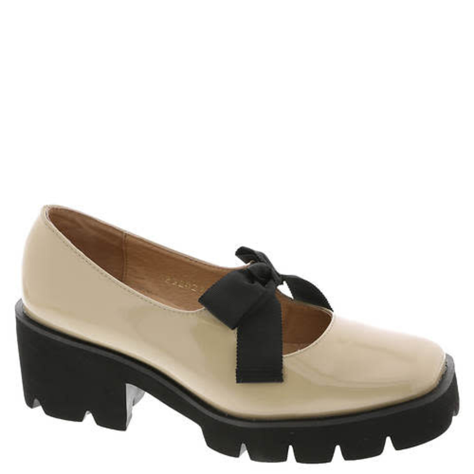 ALL BLACK Tap and Lug in Beige Patent Leather by ALL BLACK  Footwear  25% Off