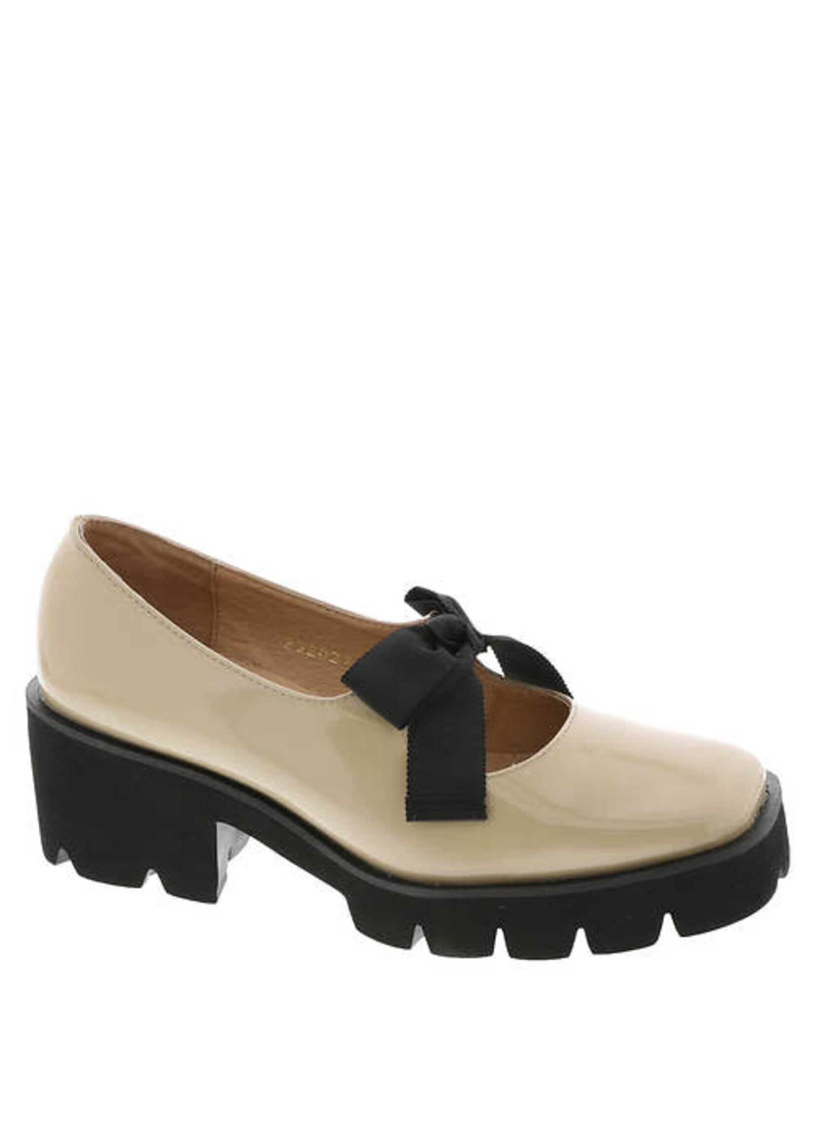 ALL BLACK Tap and Lug in Beige Patent Leather by ALL BLACK  Footwear  25% Off