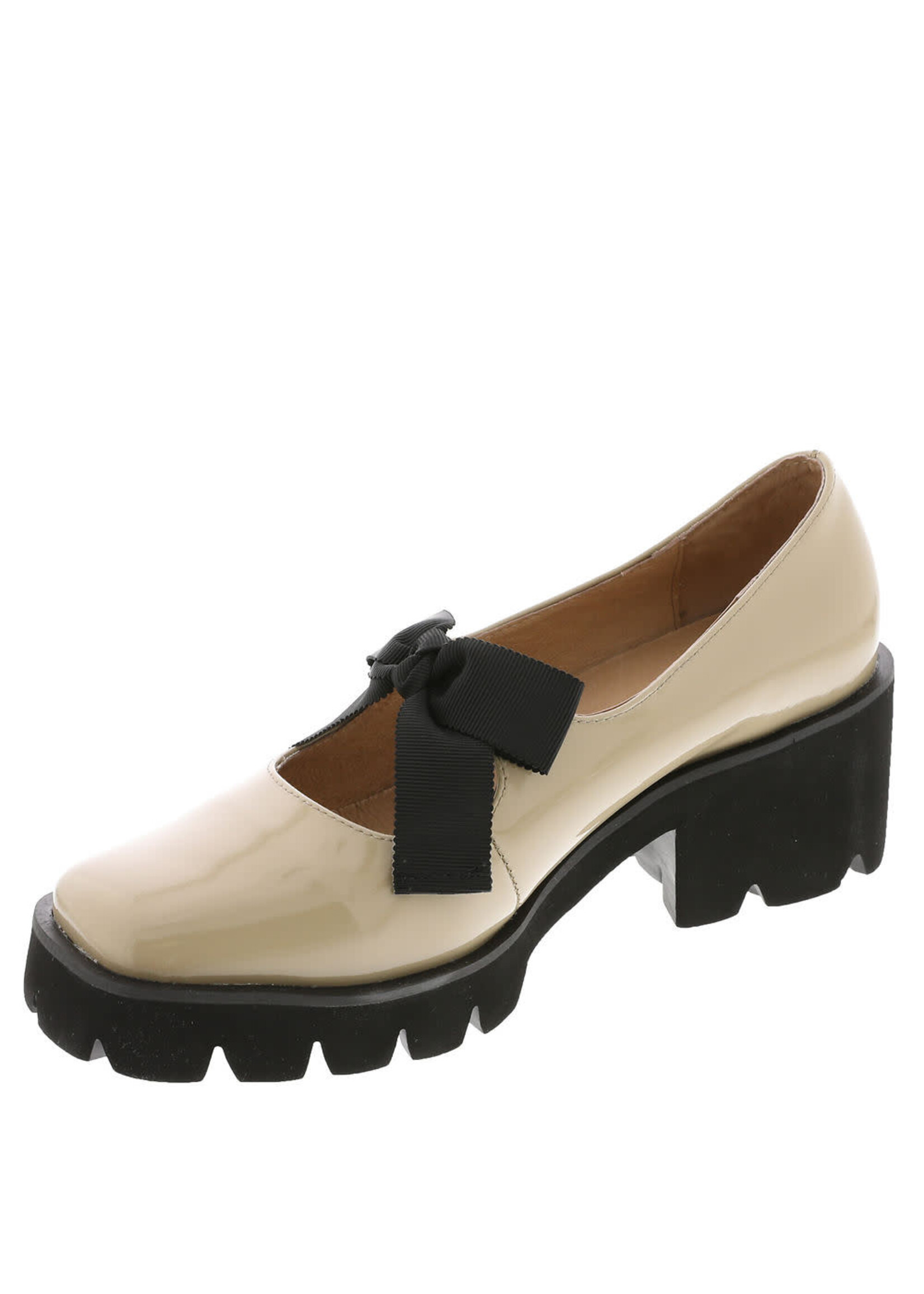 ALL BLACK Tap and Lug in Beige Patent Leather by ALL BLACK  Footwear  25% Off