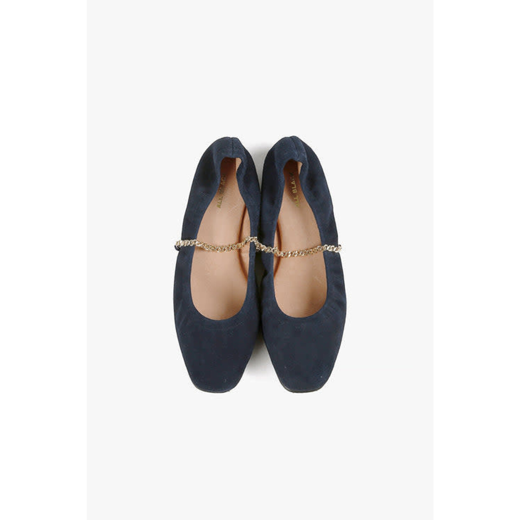 ALL BLACK Coco Ballet in Navy Kid Suede with Gold Chain by ALL BLACK  Footwear