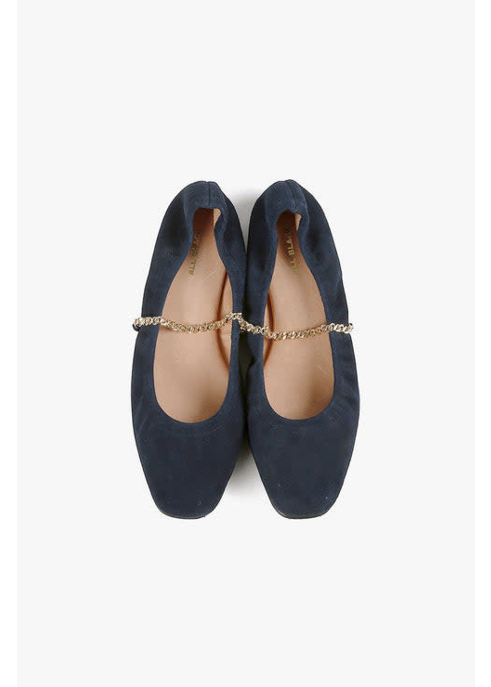 ALL BLACK Coco Ballet in Navy Kid Suede with Gold Chain by ALL BLACK  Footwear