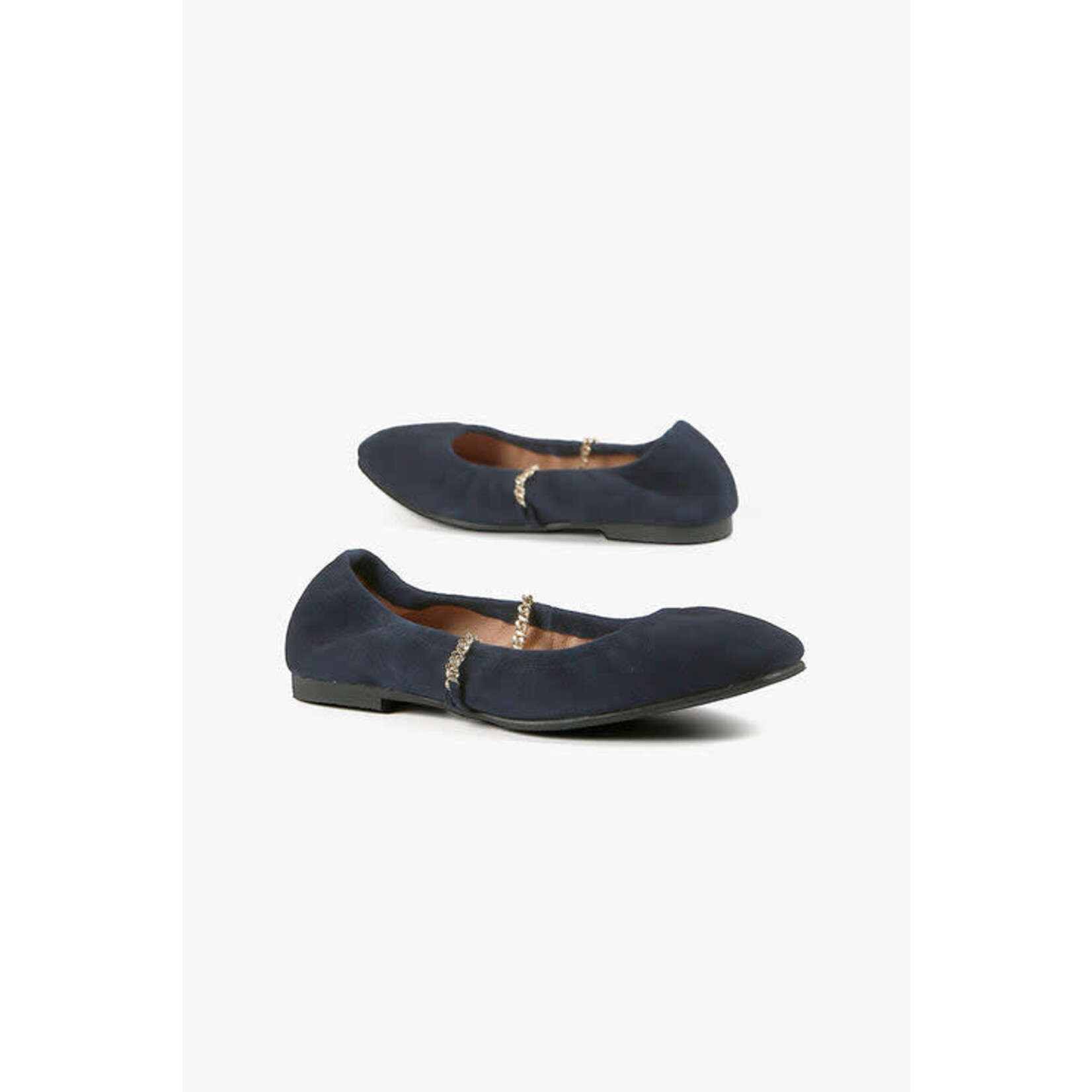 ALL BLACK Coco Ballet in Navy Kid Suede with Gold Chain by ALL BLACK  Footwear