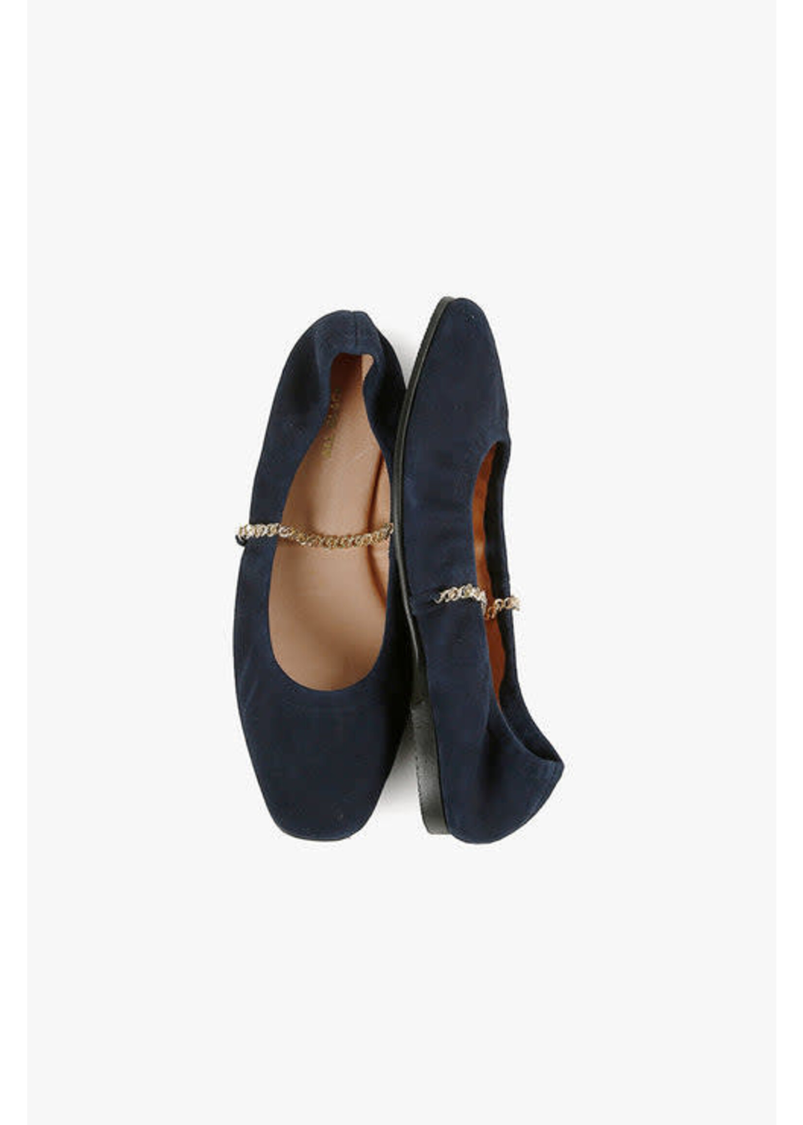 ALL BLACK Coco Ballet in Navy Kid Suede with Gold Chain by ALL BLACK  Footwear