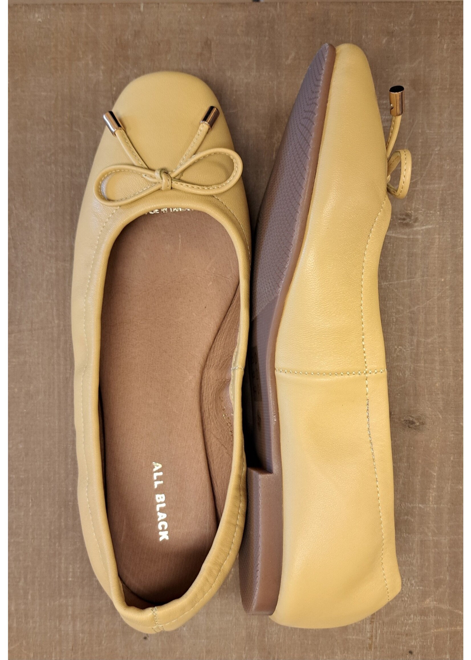 ALL BLACK Ballet 23 Flat in Yellow Leather by ALL BLACK Footwear