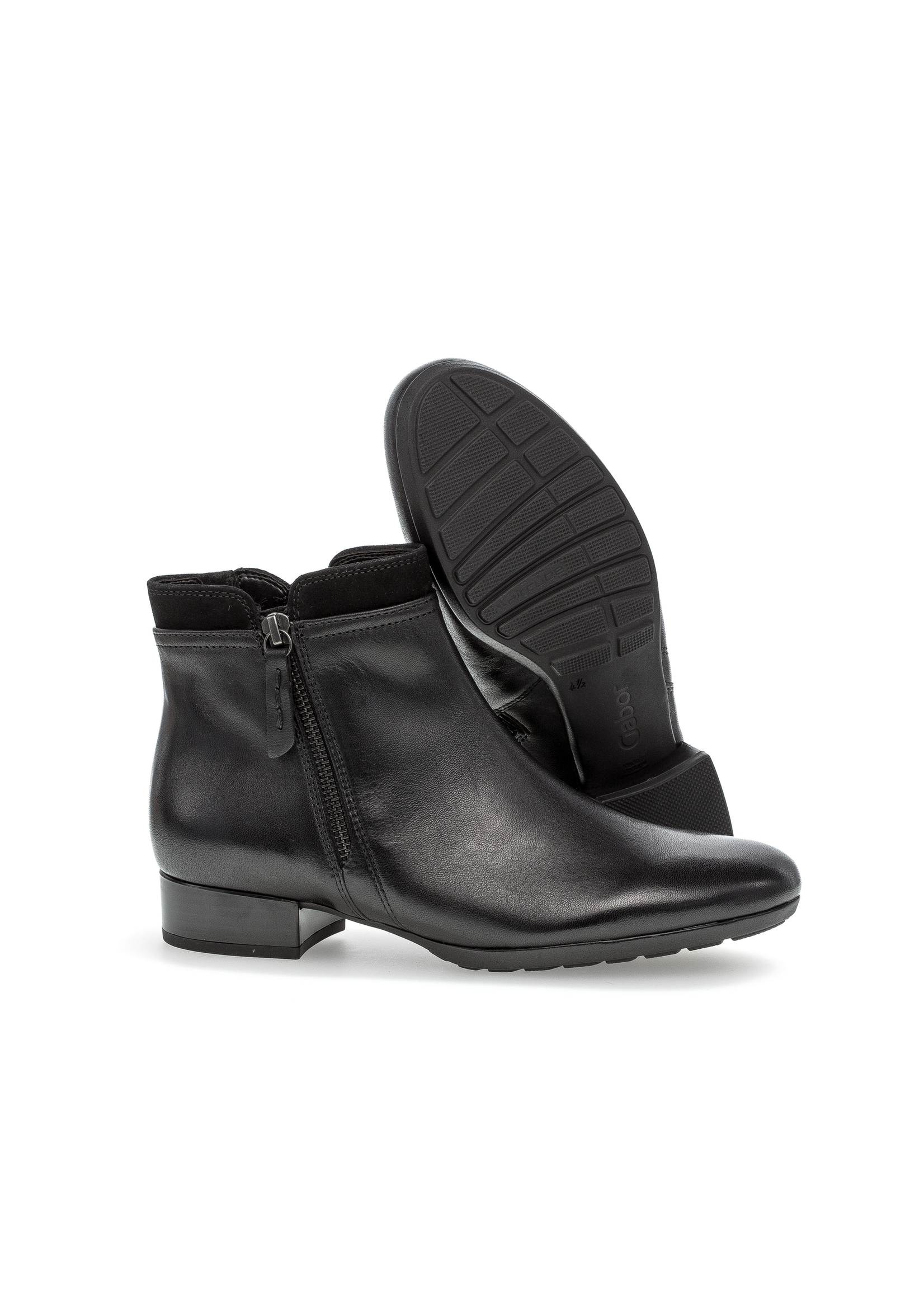 Gabor Black Leather Double Zip Ankle Comfort Boot by Gabor 32.718.57