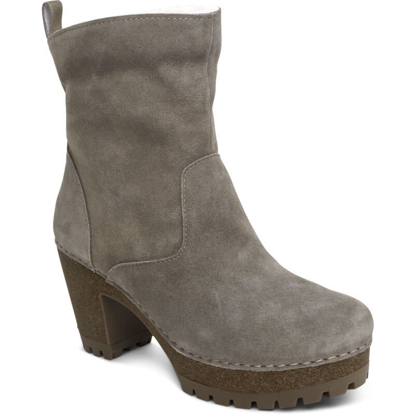 Aetrex Scarlett Boots in Mushroom Suede by Aetrex Water Resistant