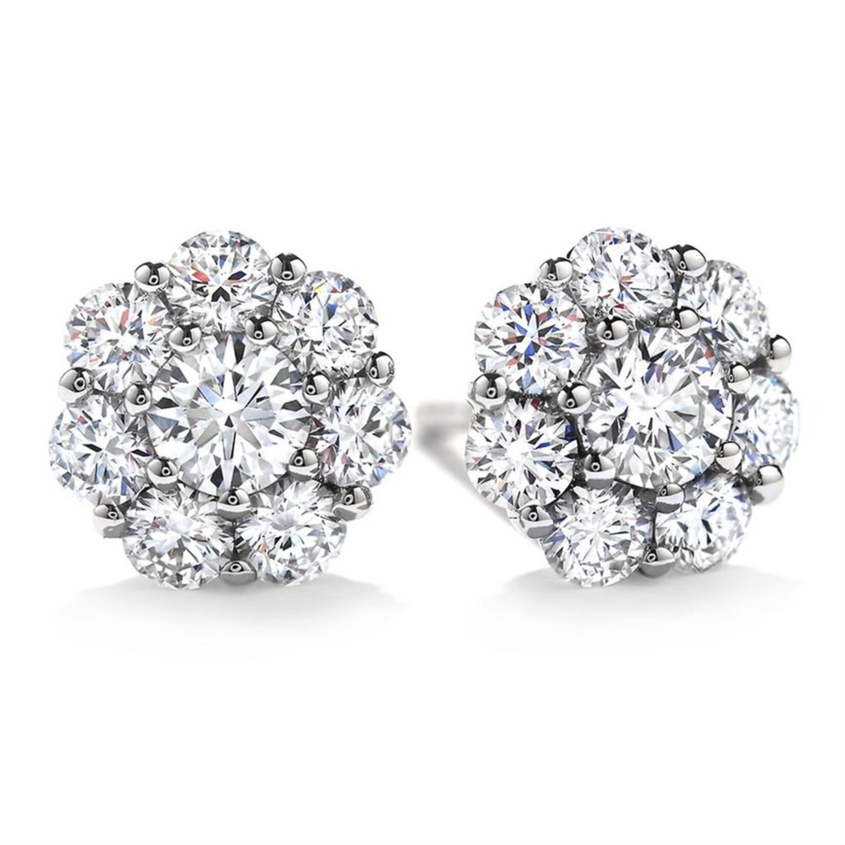 Glimmering Swarovski® Crystal Large Cluster Set Stud Earrings Rhodium Plated Brass