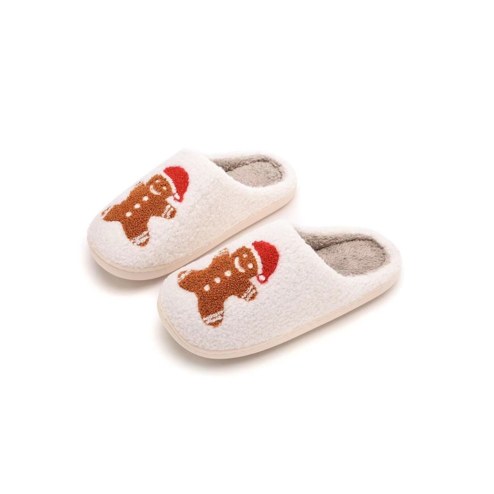 Ginger Bread Man Holiday Soft Fuzzy Slippers