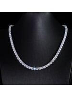 Silver and 3mm CZ Tennis Necklace Rhodium Plated