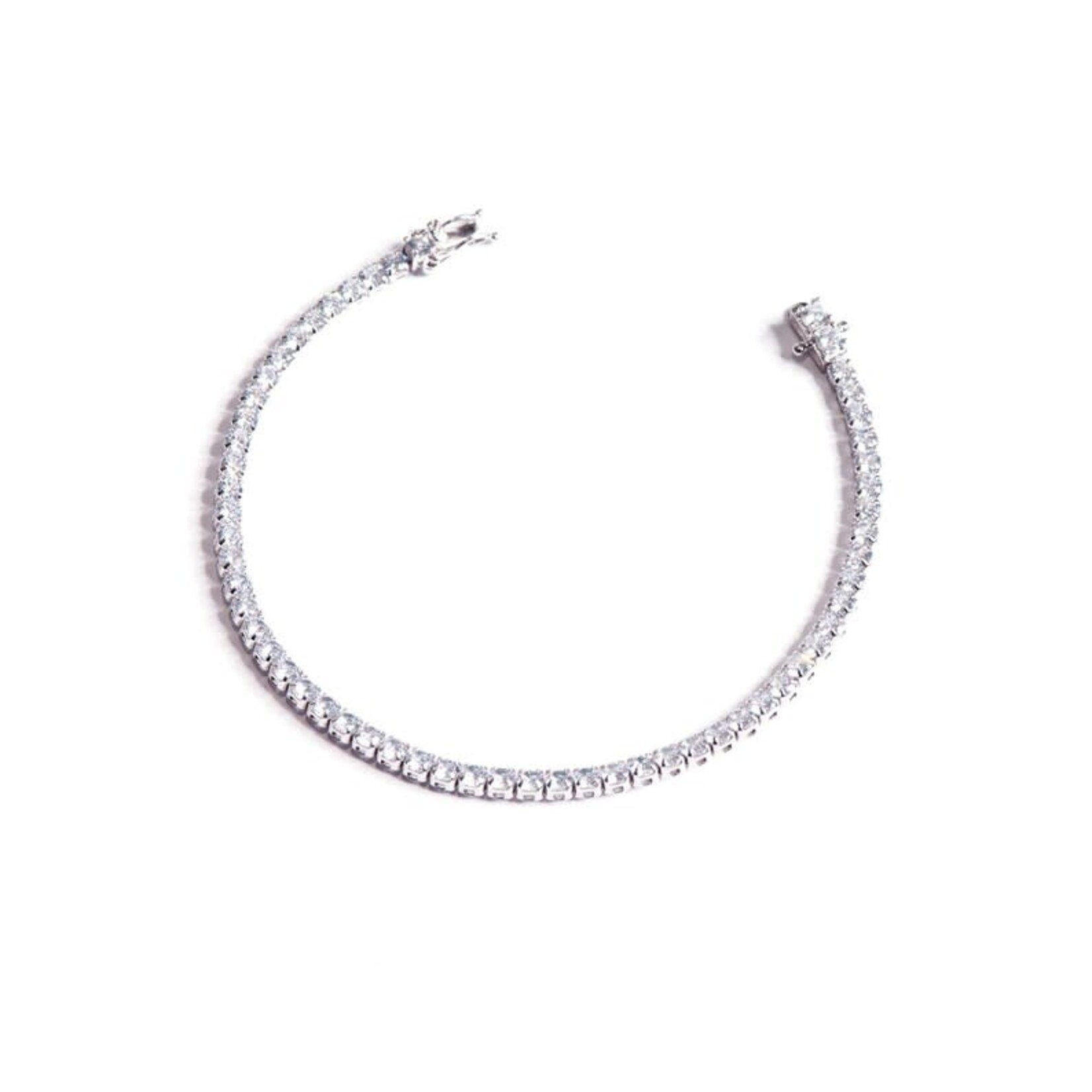Silver and CZ Tennis Bracelet 2mm Rhodium Plated