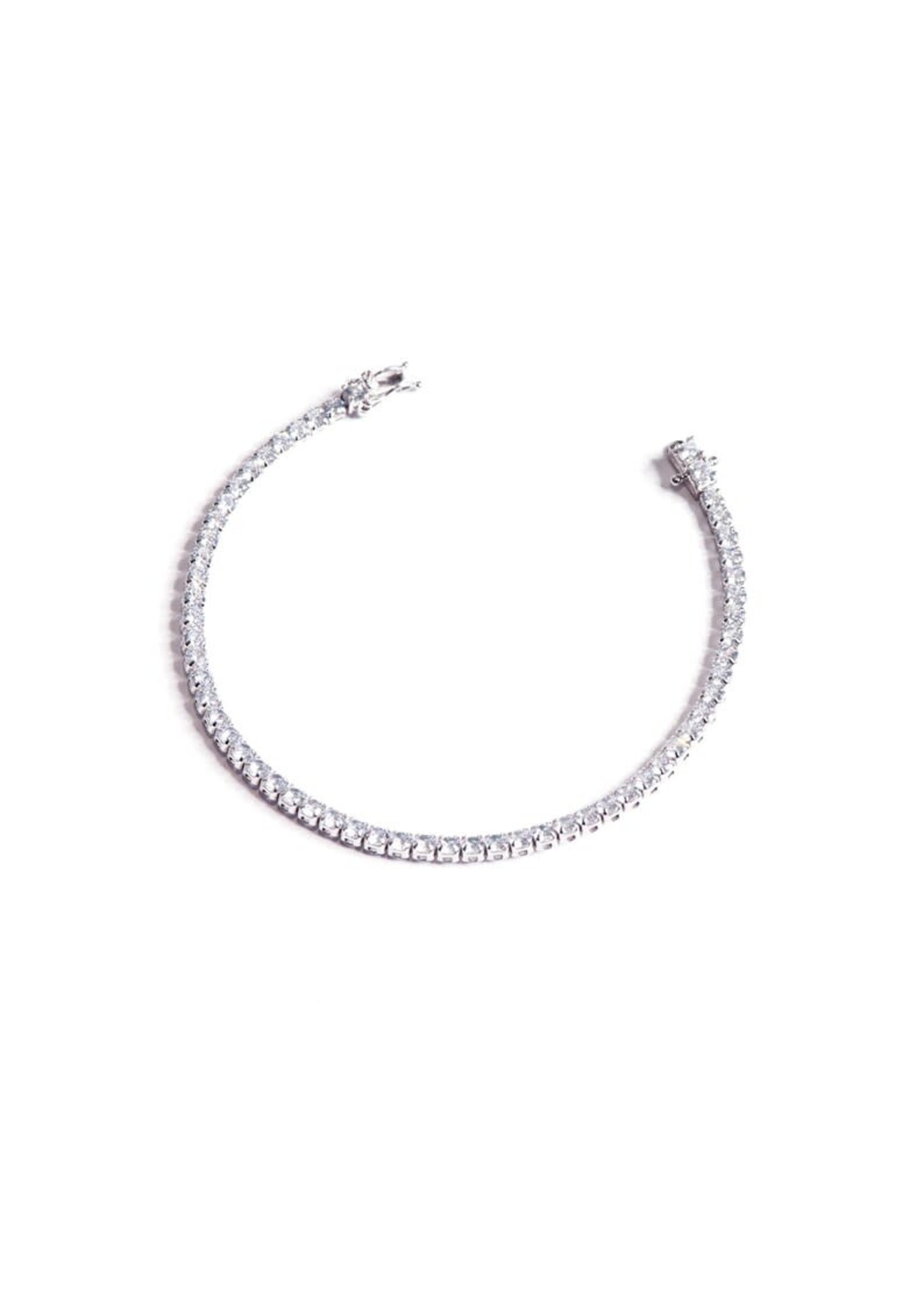 Silver and CZ Tennis Bracelet 2mm Rhodium Plated