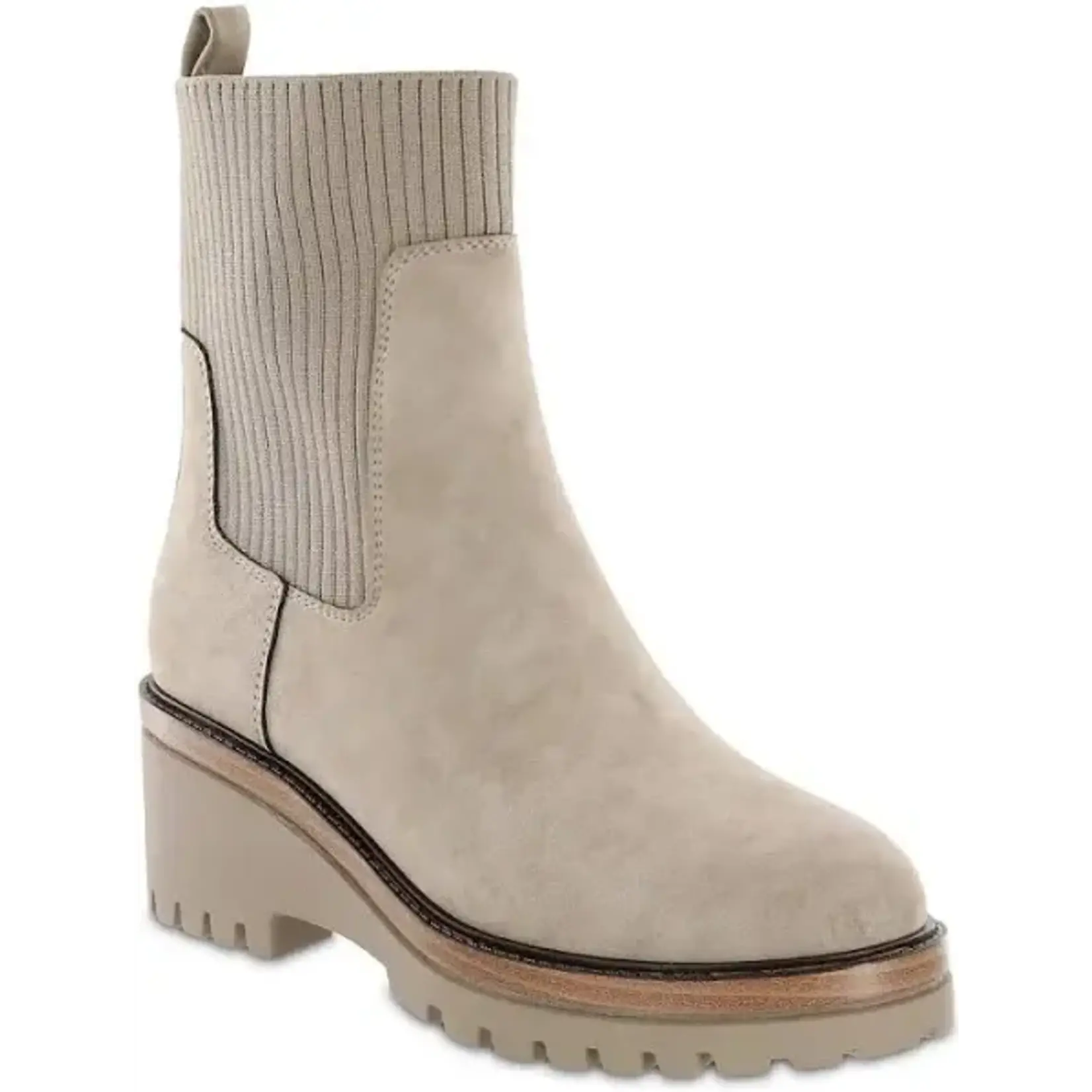 Mia Shoes Soraya Wedge Sock Boot in Taupe by Mia Footwear 25% Off