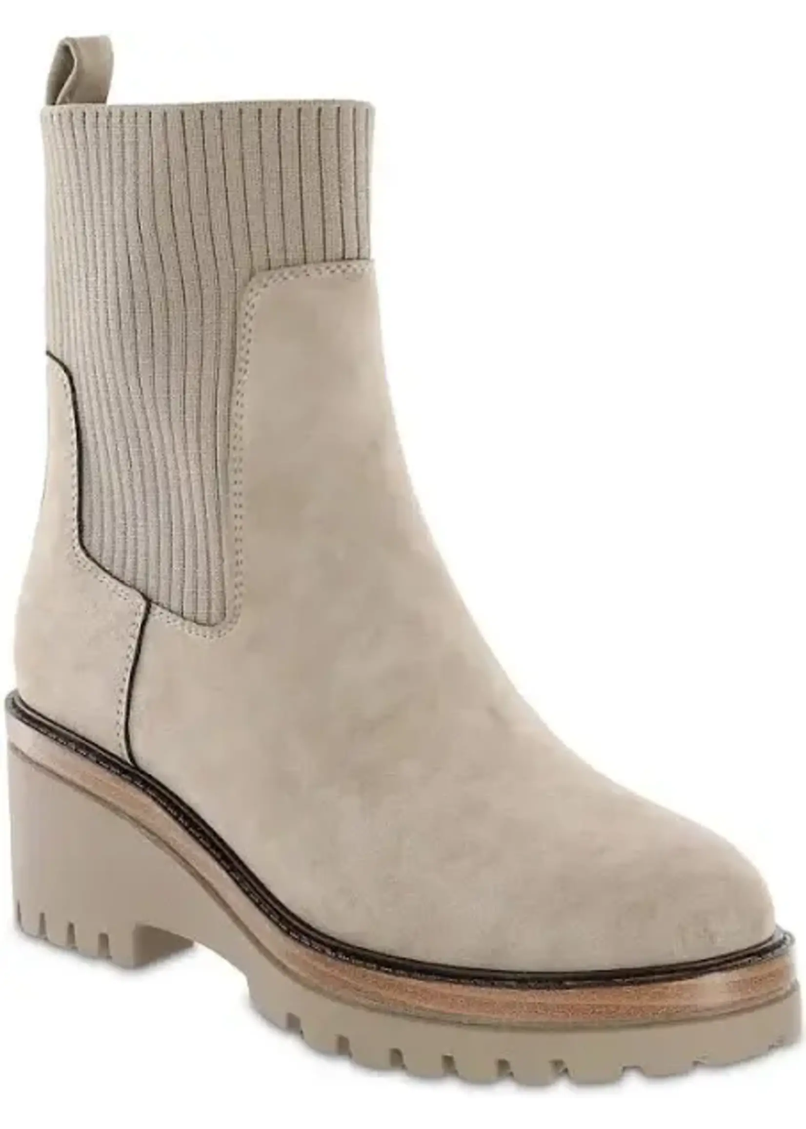 Mia Shoes Soraya Wedge Sock Boot in Taupe by Mia Footwear 25% Off