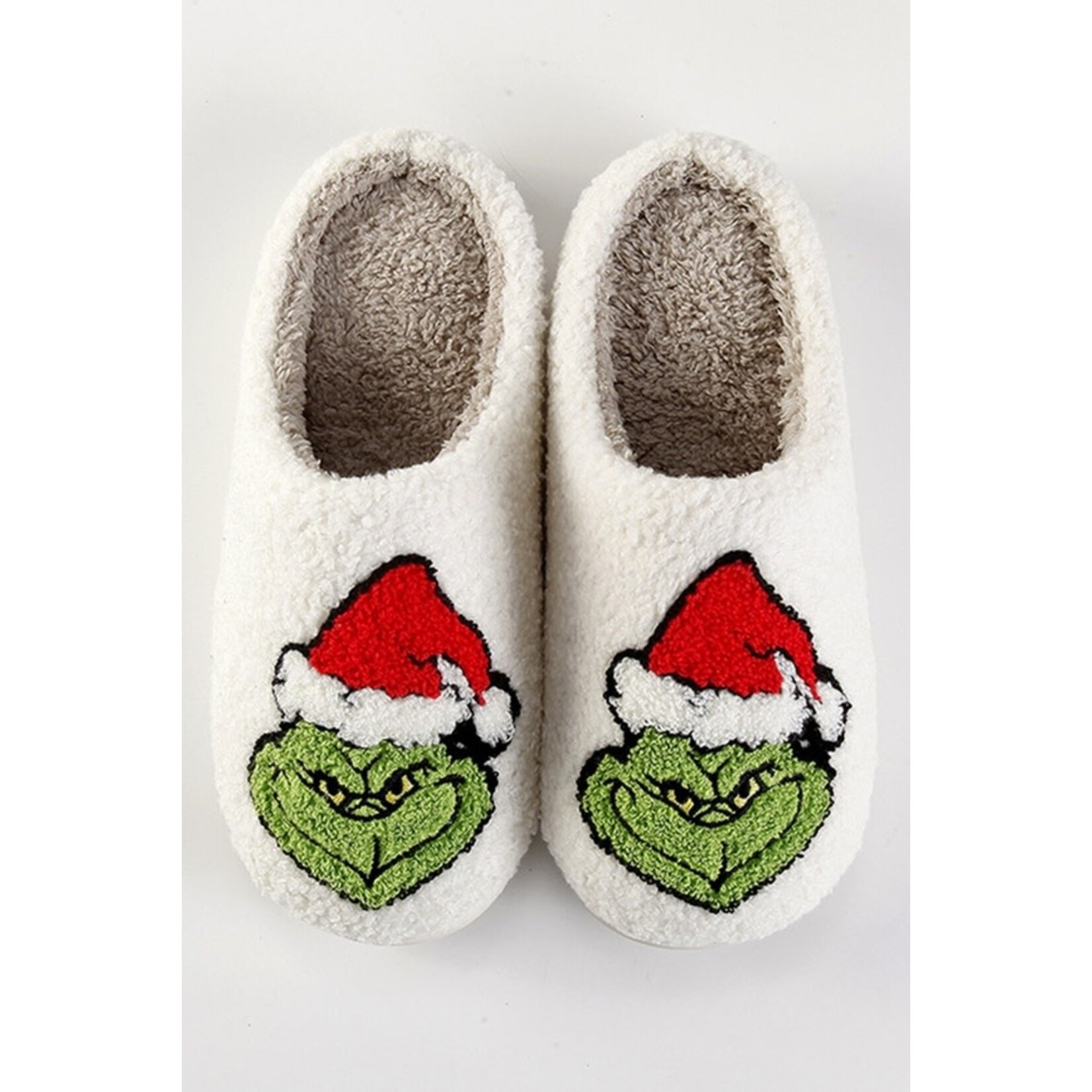 Grinch Santa Hat Christmas Slippers