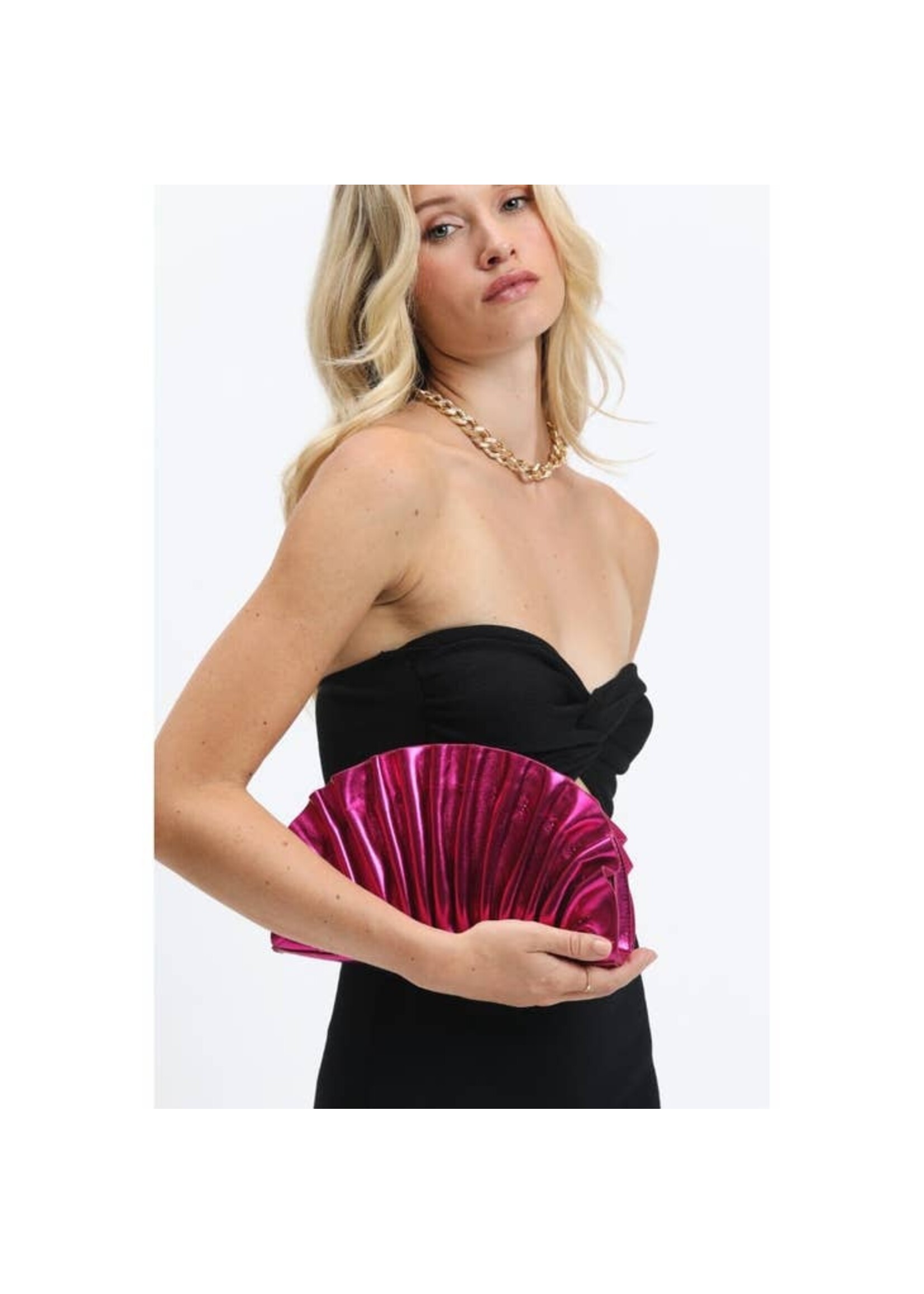 Urban Expressions Ariel Pleated Hot Pink Evening Clutch