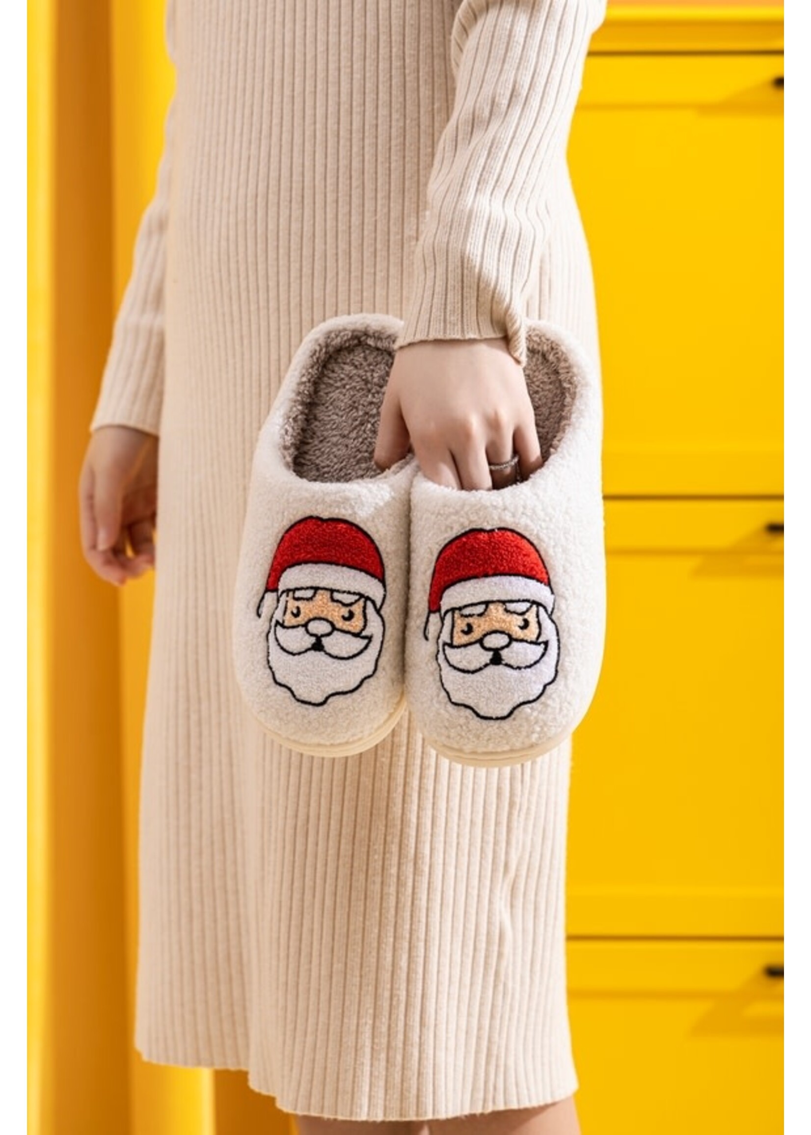 Santa Clause Soft Fluffy Christmas Holiday Slippers