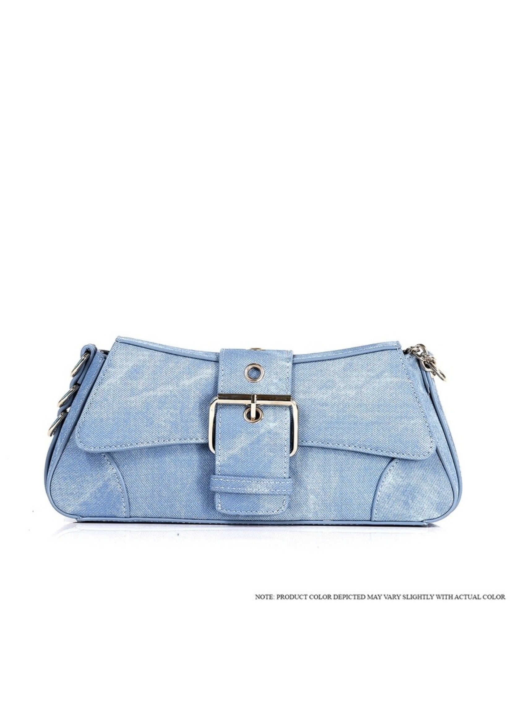 Liliana Washed Light Denim Buckle Bag