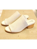 Eric Michael Sevilla Slide with 2" Heel in Beige Leather by Eric Michael