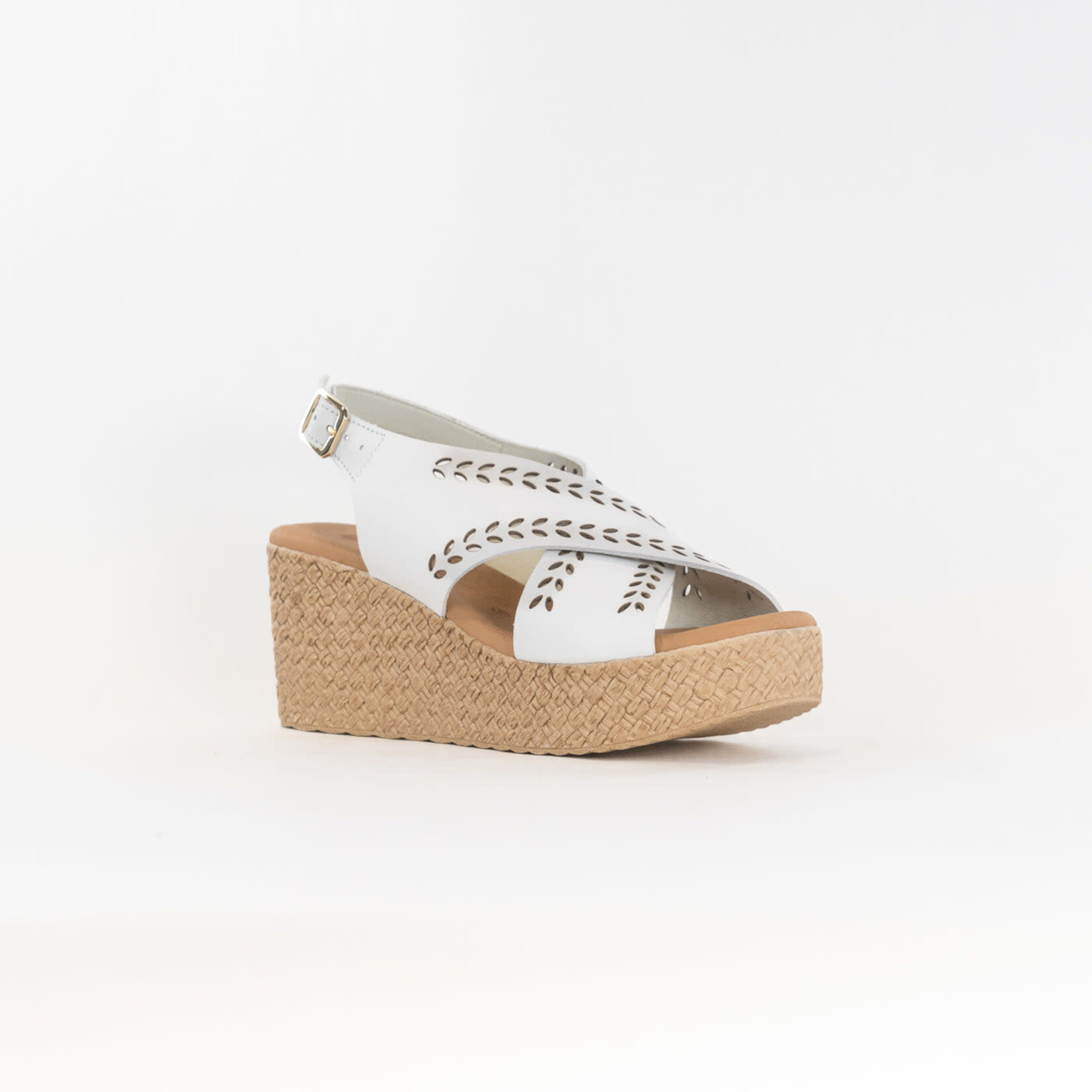 Eric Michael Bobbie Wedge Sandal in Eggshell White by Eric Michael