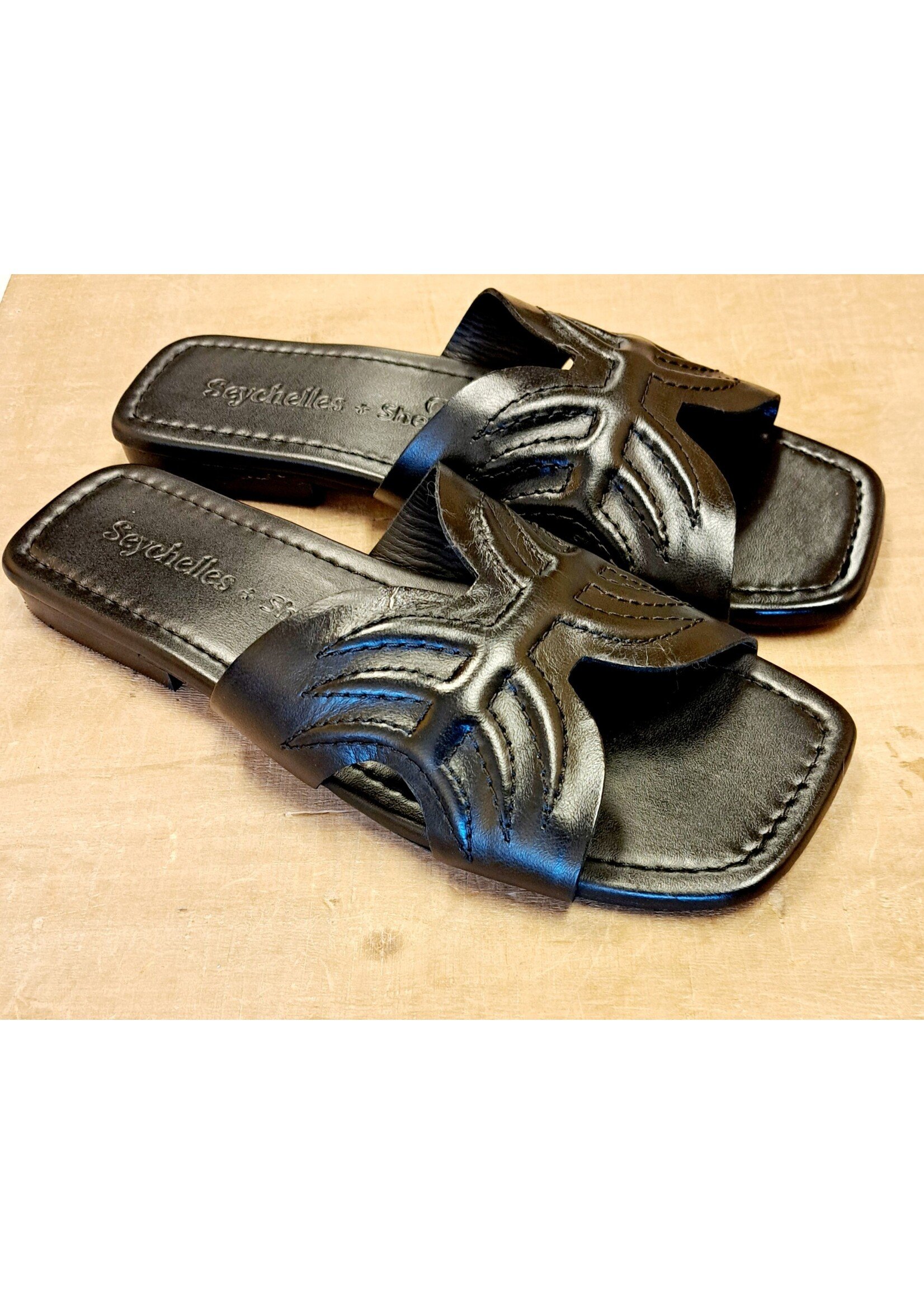Seychelles Madhu Black Leather H Slide  By Seychelles Footwear
