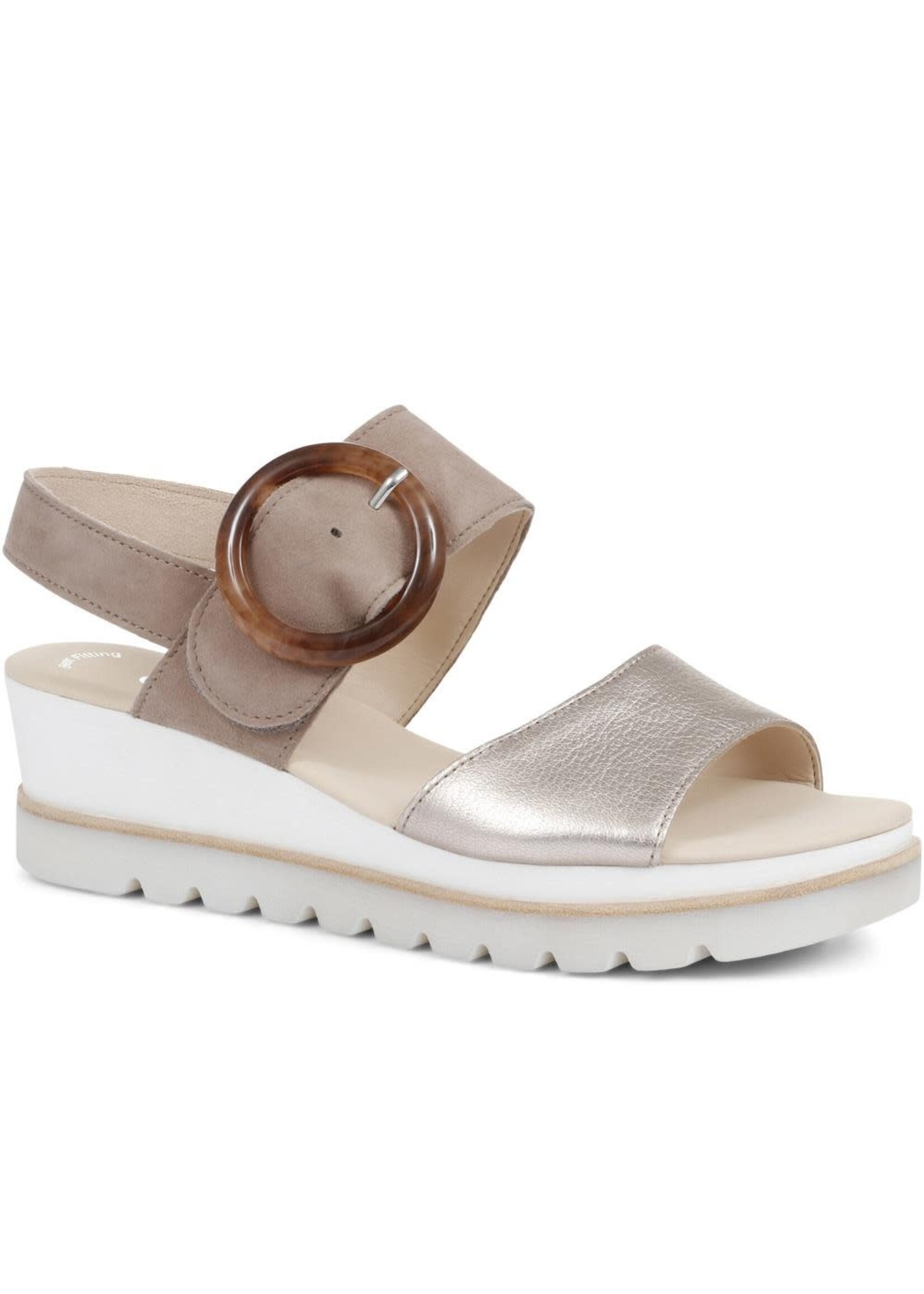 Gabor Kate Wedge in Pewter Leather Taupe Suede by Gabor