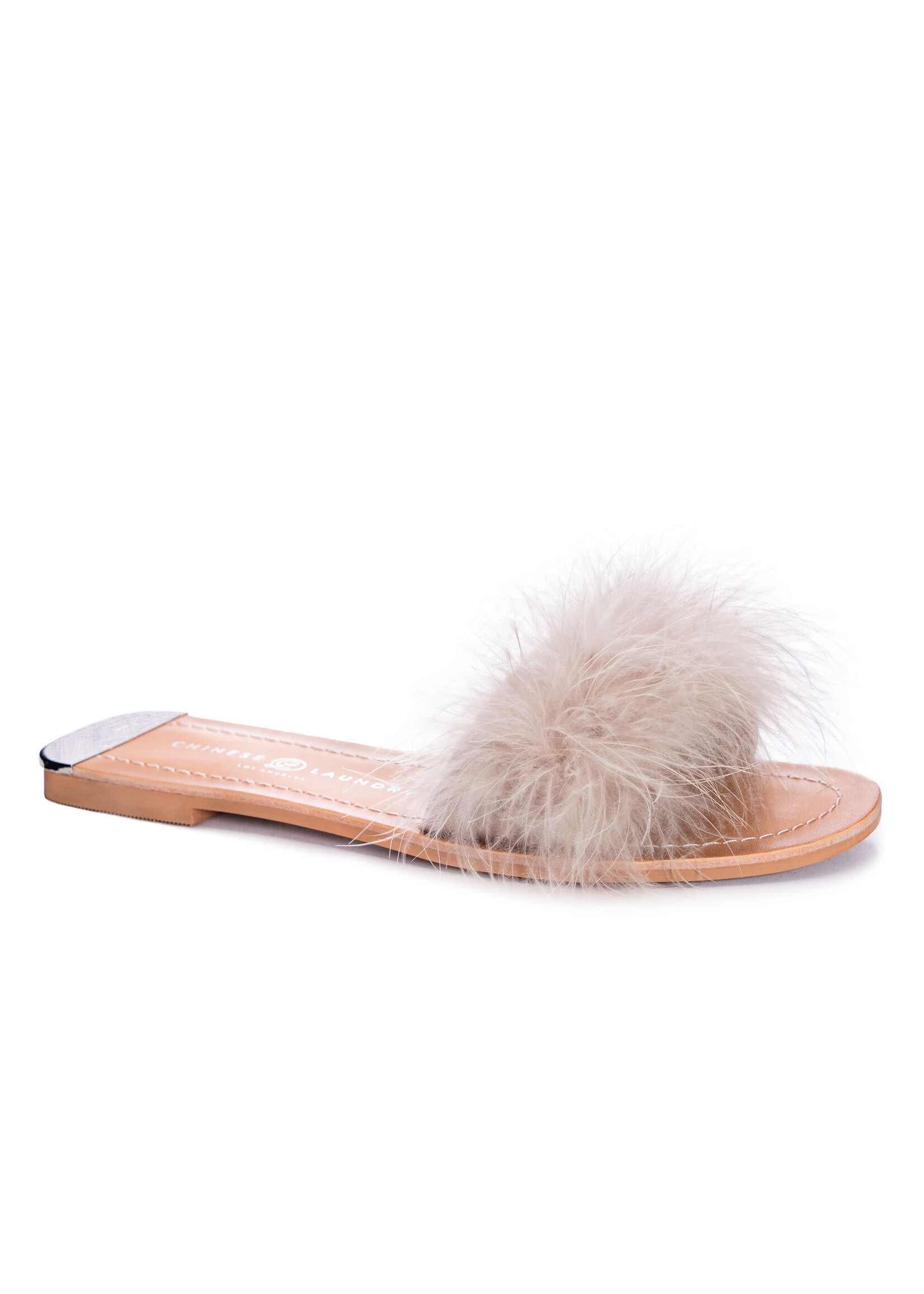 Chinese Laundry Zoey Taupe Marabou Feathers