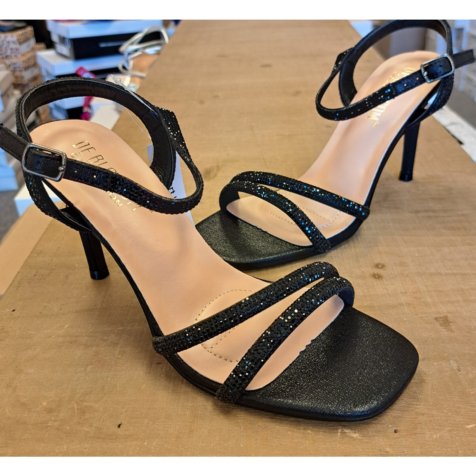 Blossom Delia Black Shimer Evening Dress Sandal