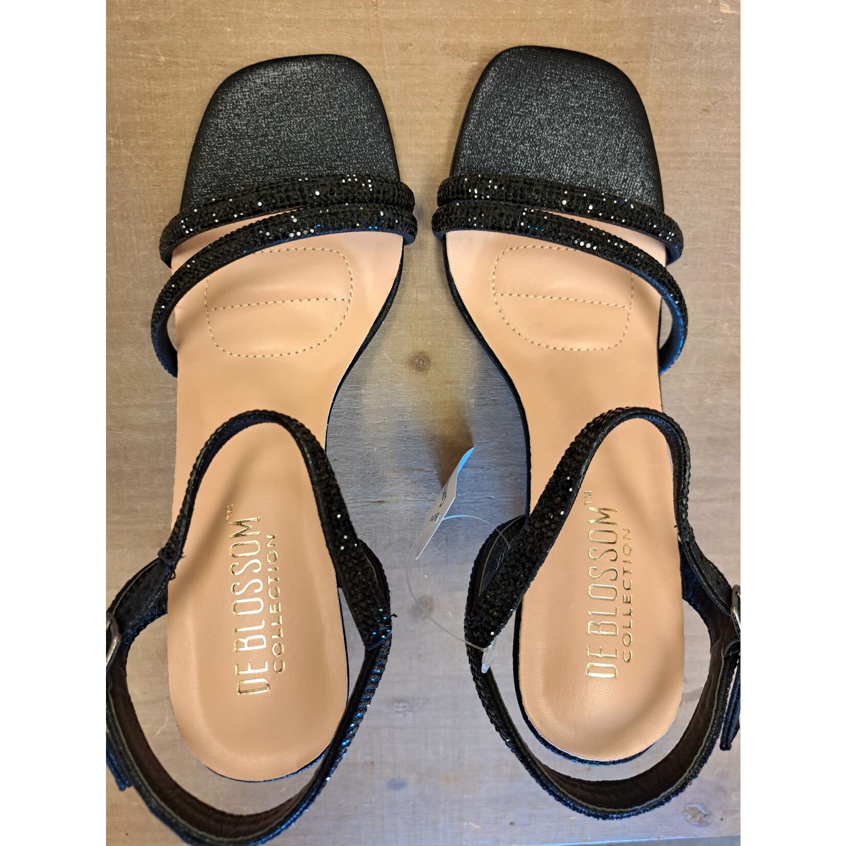 Blossom Delia Black Shimer Evening Dress Sandal