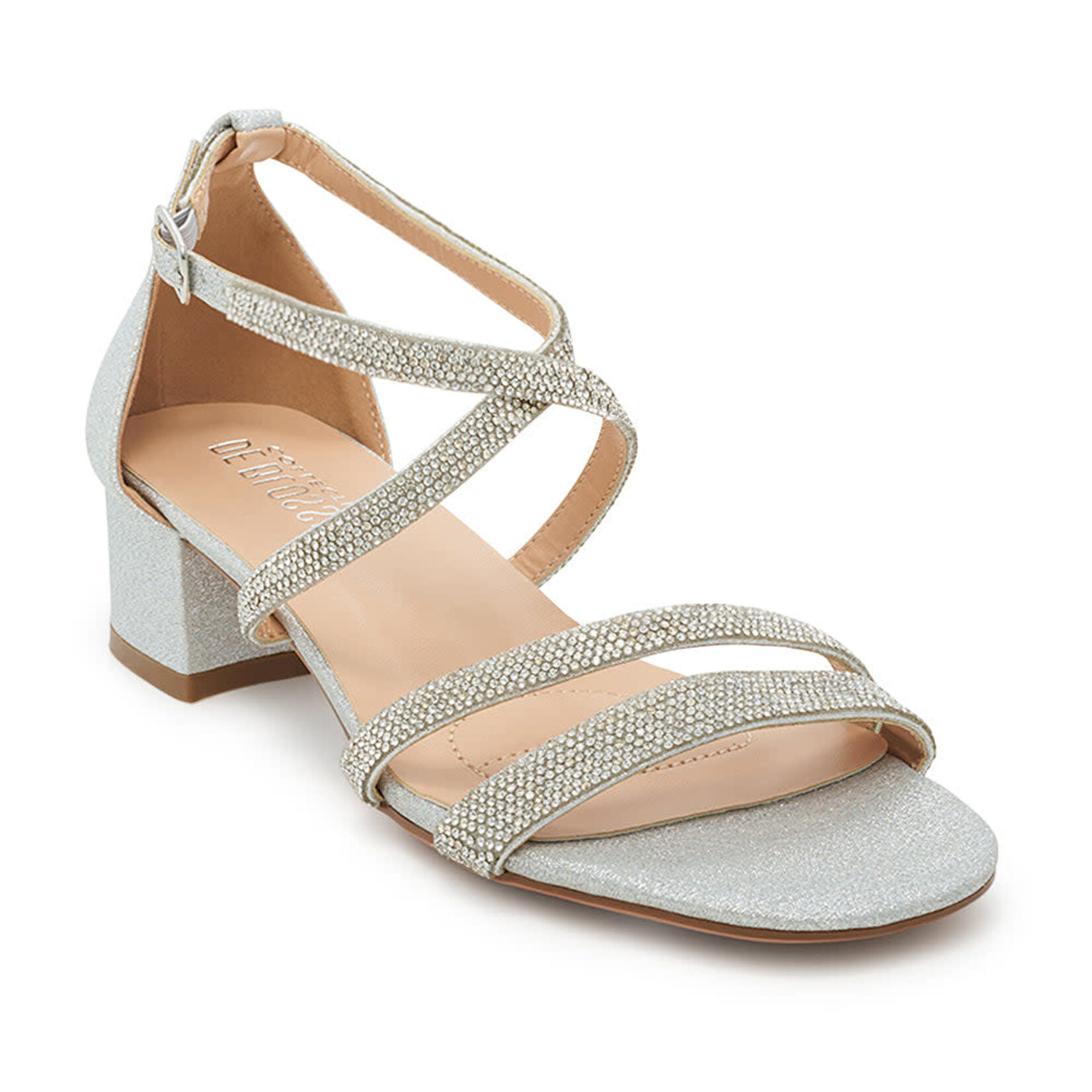 Hazel Evening Sandal in Silver Iridescent Shimmer  1.5" Heel