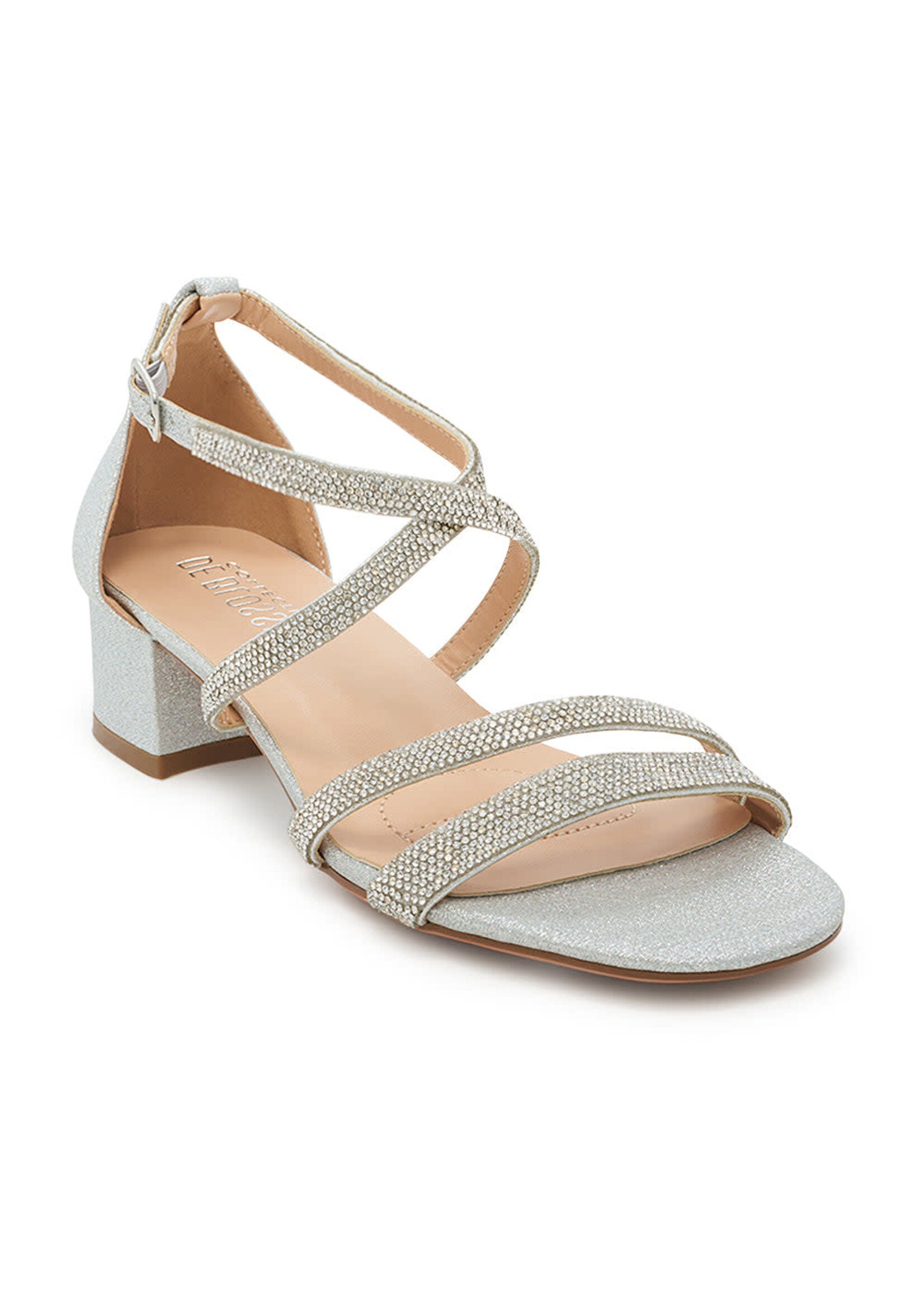 Hazel Evening Sandal in Silver Iridescent Shimmer  1.5" Heel