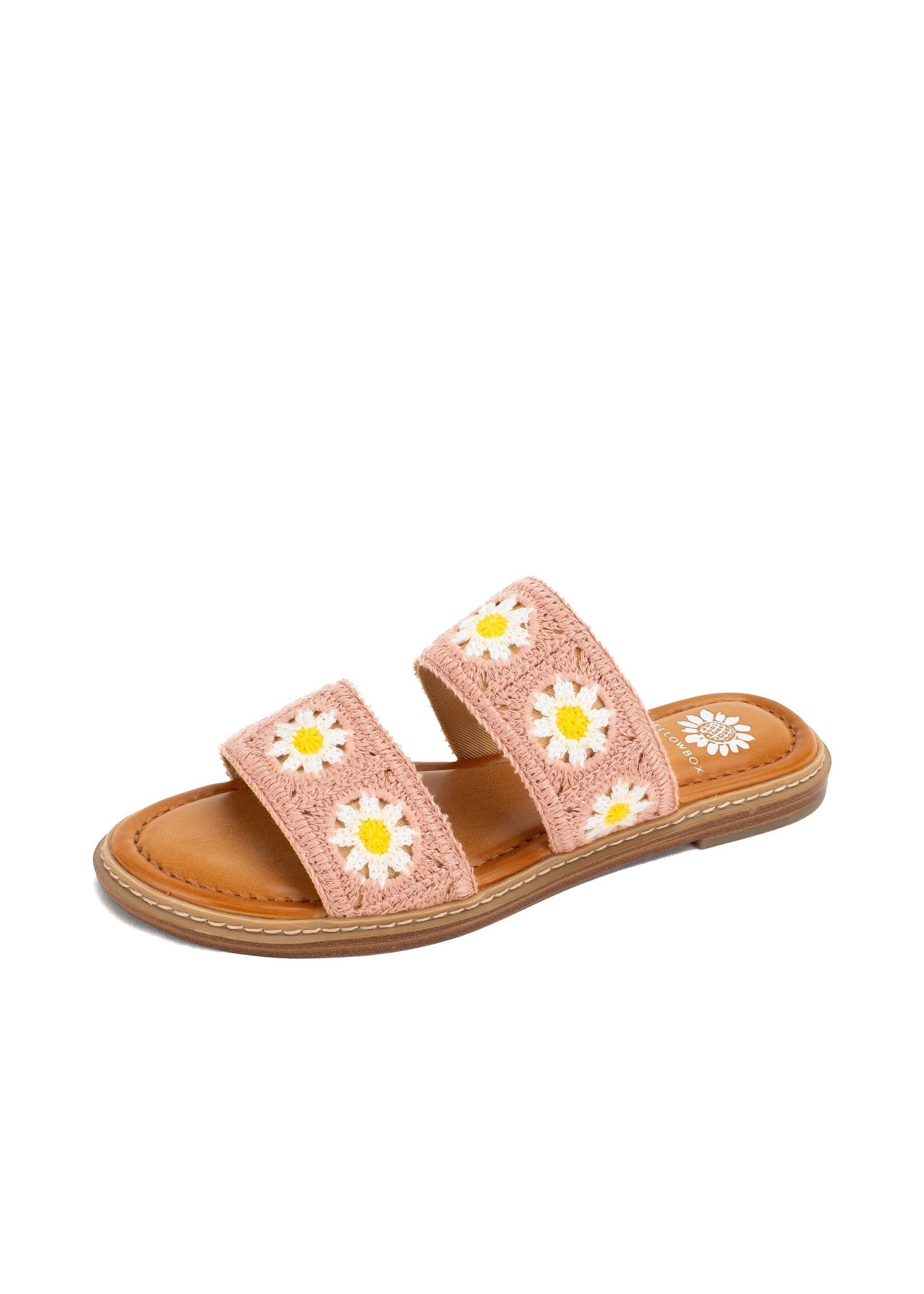 Liselle Crochet Slide Sandals in Pink by Yellowbox