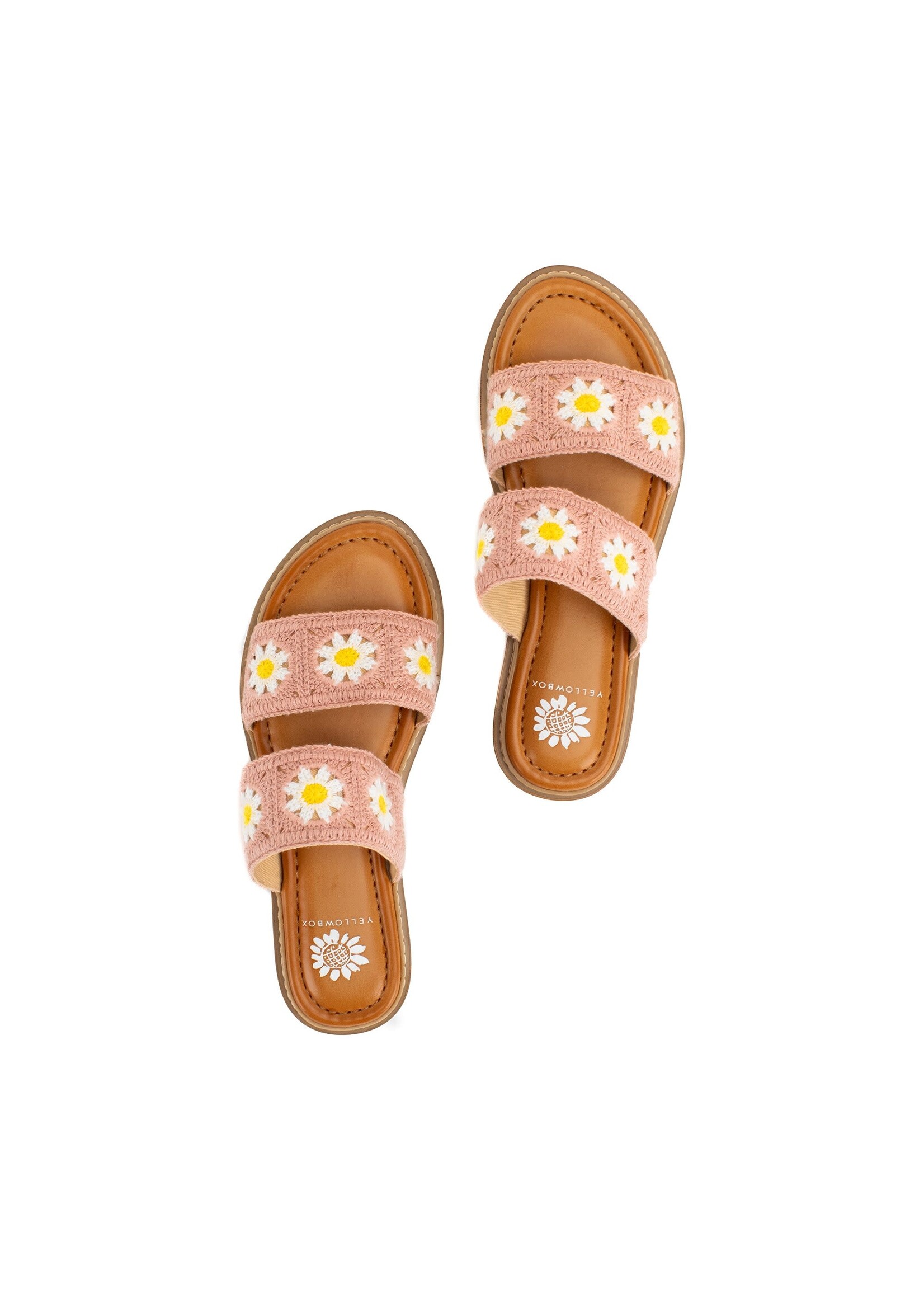 Liselle Crochet Slide Sandals in Pink by Yellowbox