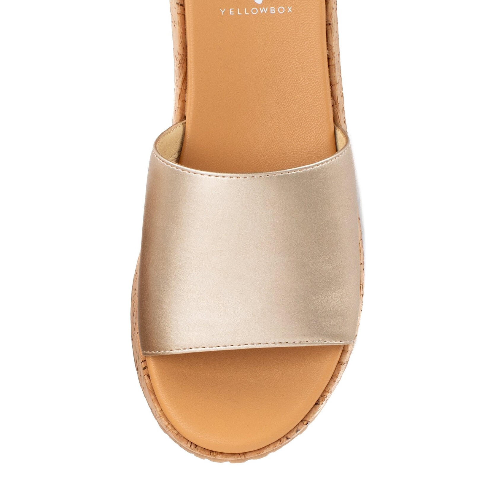 Yellow Box Shoes Anatto Flatform Slide in Gold by Yellow Box