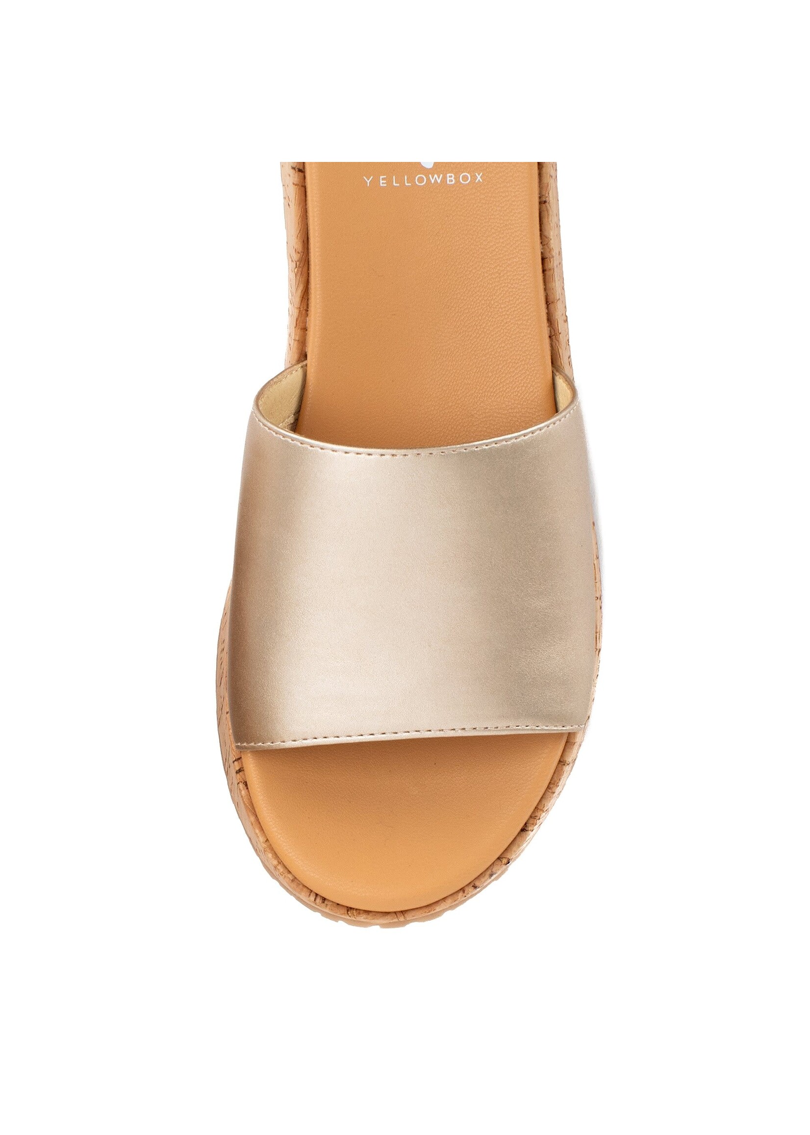 Yellow Box Shoes Anatto Flatform Slide in Gold by Yellow Box