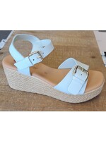 Eric Michael Cheryl Espadrille in White Leather by Eric Michael