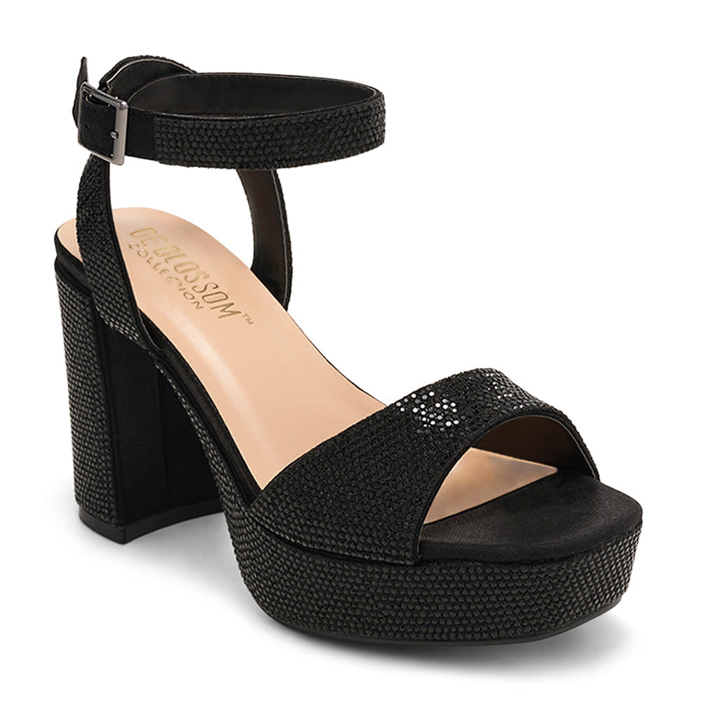 Anya Black Sparkle Dress Sandal For The Love of Shoes NY