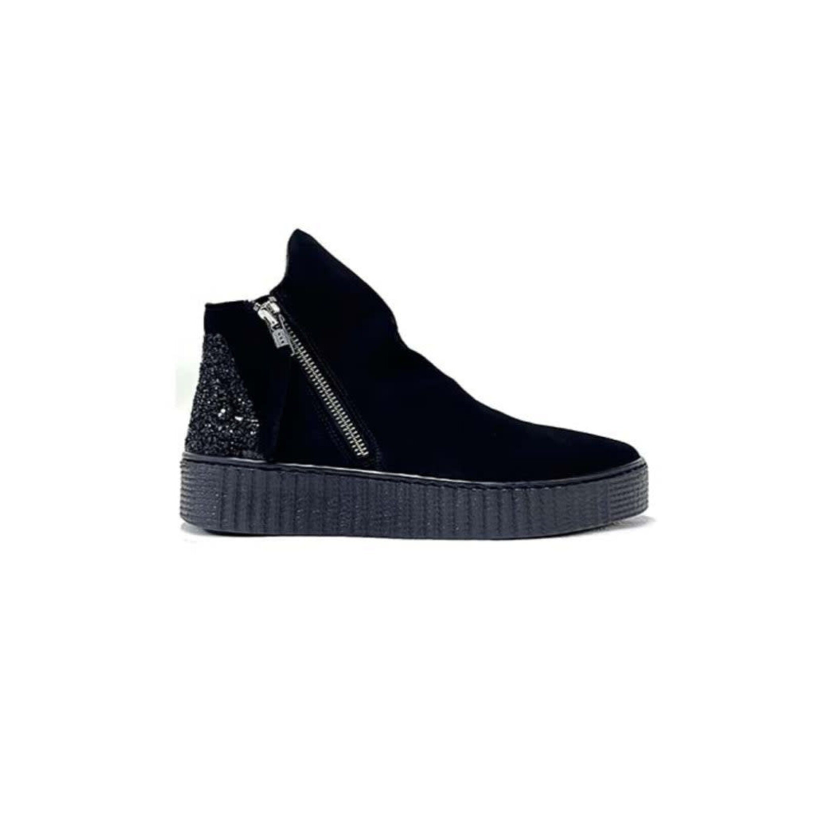 Eric Michael Anabella Zip Up Sneaker in Black Suede by Eric Michael