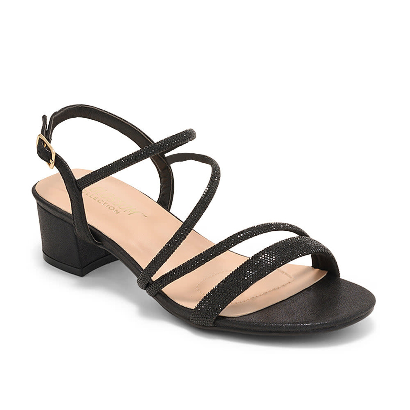 Hazel Evening Sandal in Black Shimmer  1.5" Heel