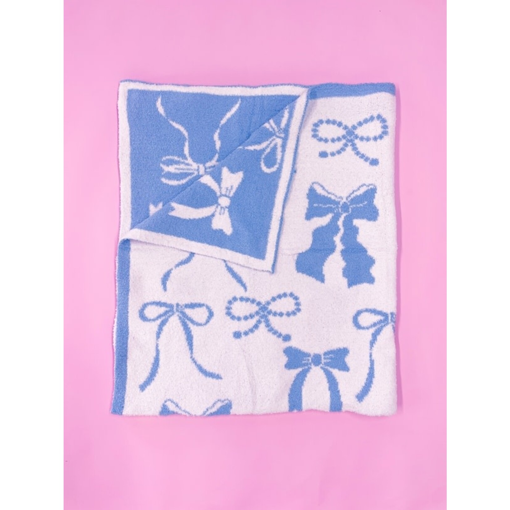 Cozy Blue Bow Luxury Blanket by Rock Paper Scissors