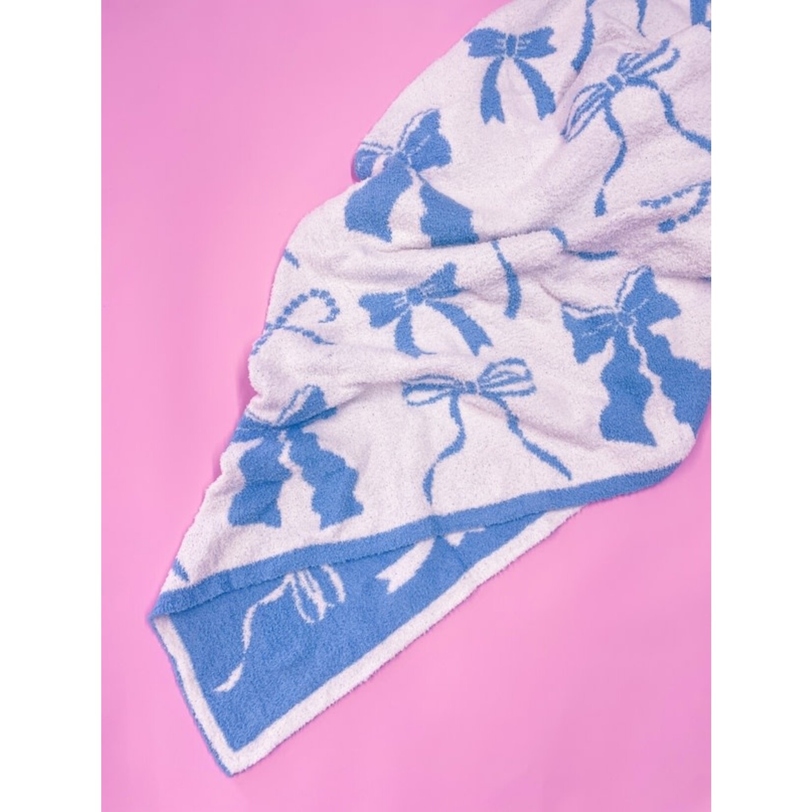 Cozy Blue Bow Luxury Blanket by Rock Paper Scissors