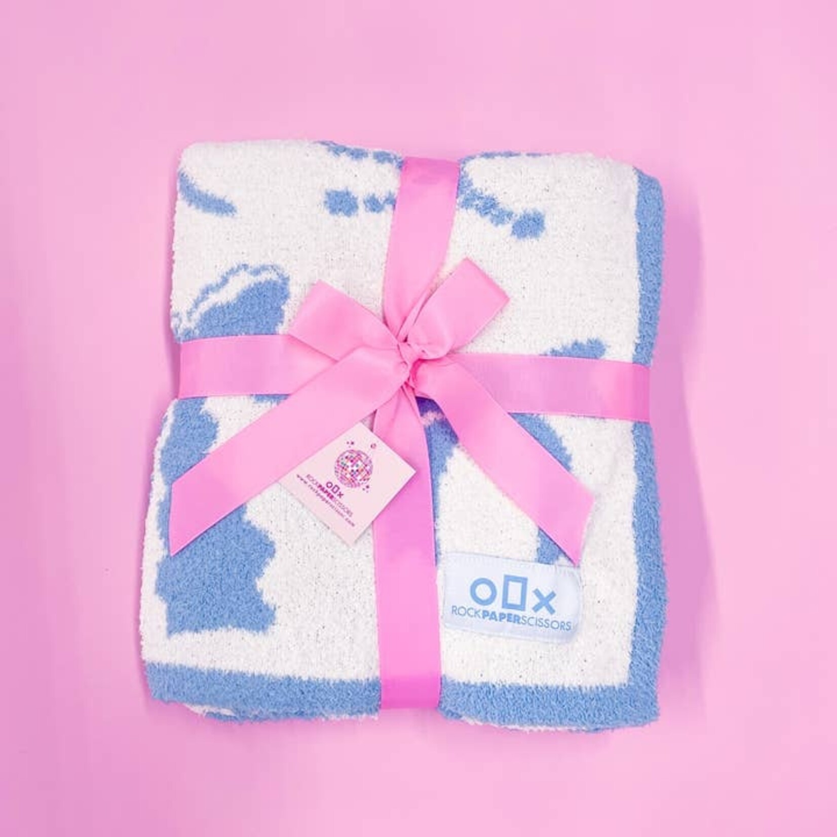 Cozy Blue Bow Luxury Blanket by Rock Paper Scissors