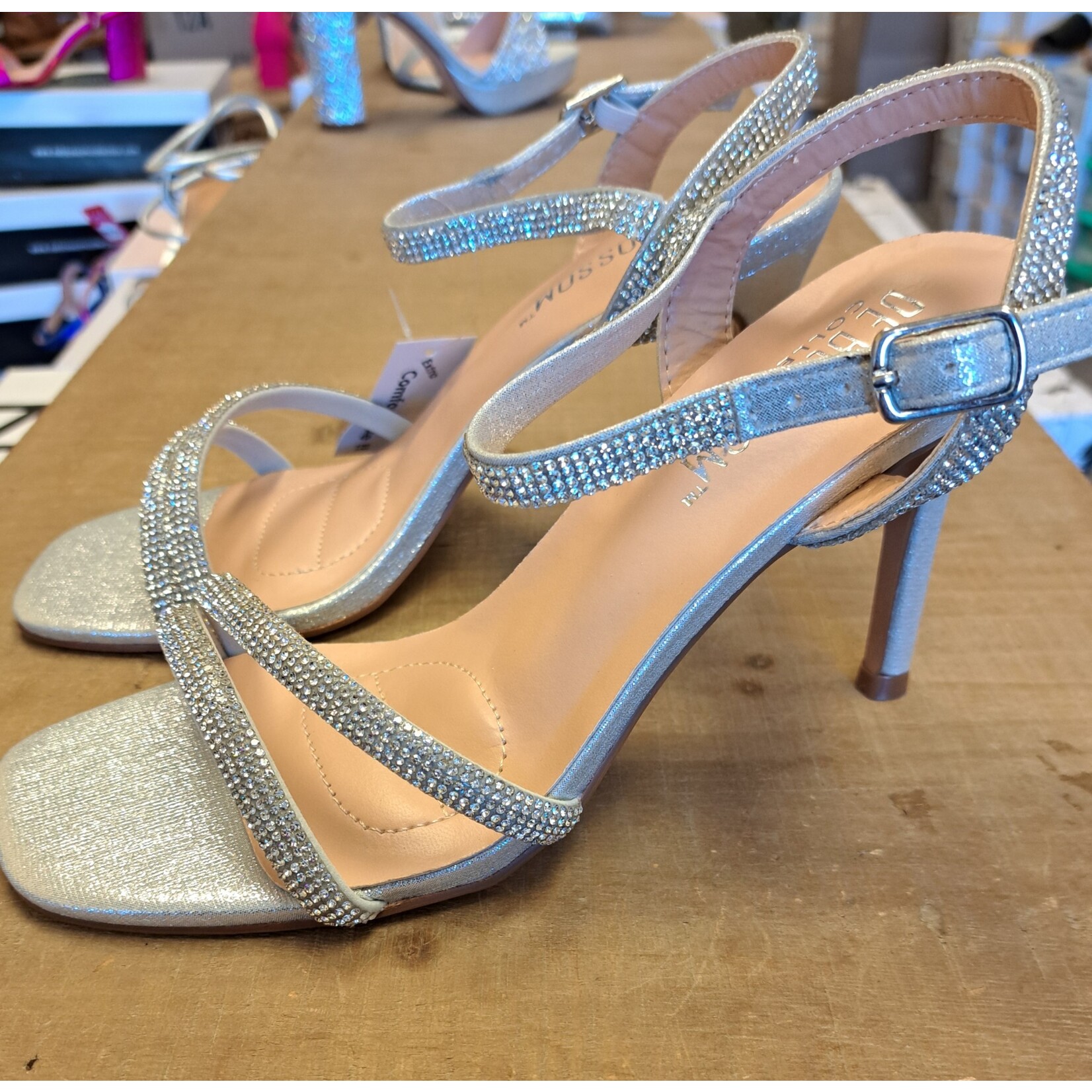 Blossom Delia Silver Shimmer Evening Dress Sandal