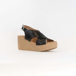 Eric Michael Bobbie Wedge Sandal in Black Leather by Eric Michael