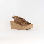 Eric Michael Bobbie Wedge Sandal in Dark Tan Leather by Eric Michael
